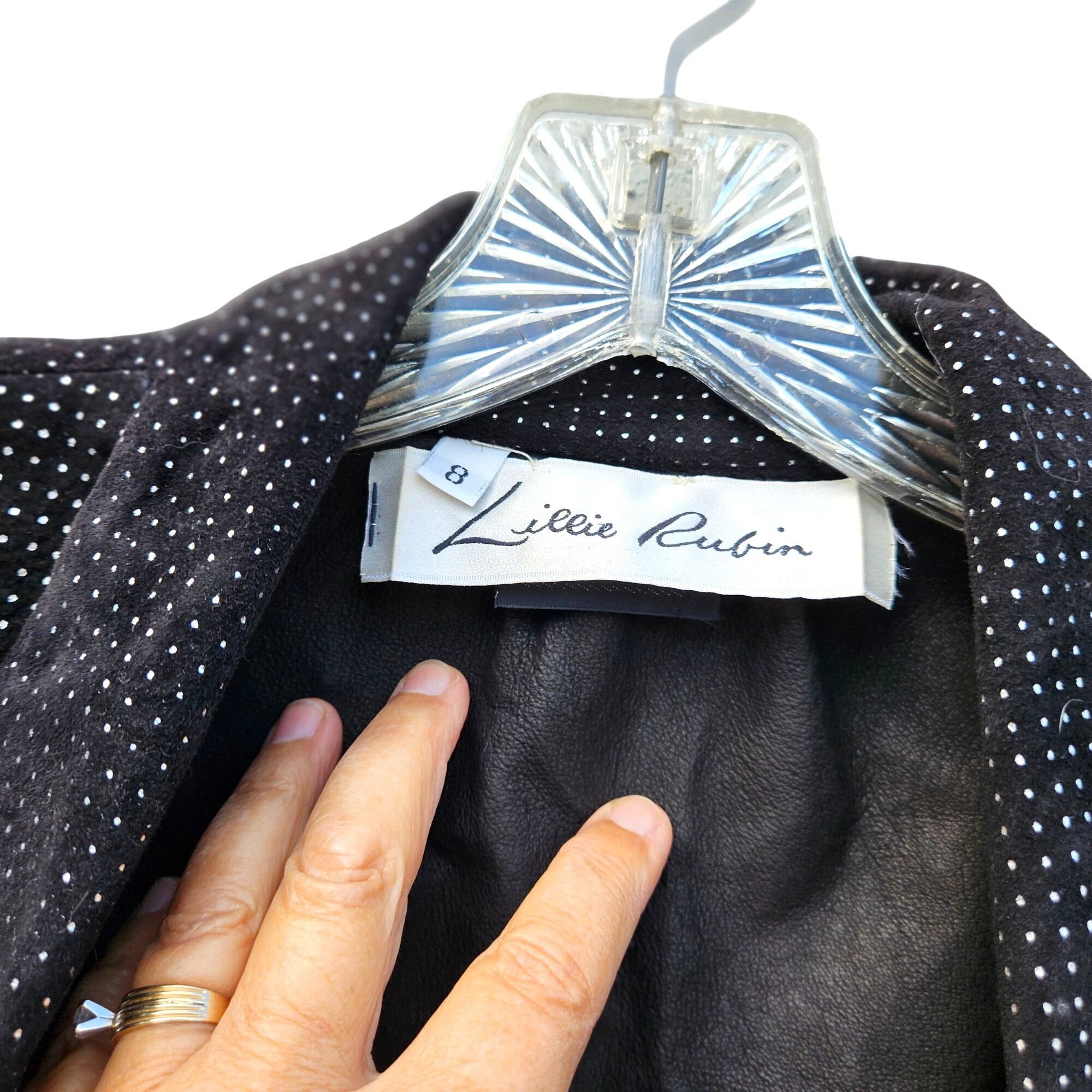 Other Volup Vintage Lillie Rubin Adri New York Black Suede Silver Size L / US 10 / IT 46 - 2 Thumbnail