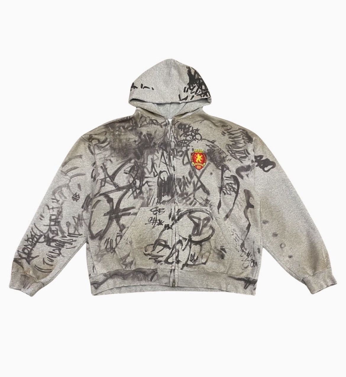 Balenciaga SS23 Balenciaga Skater Graffiti Distressed Zip Up Hoodie Size US M / EU 48-50 / 2 - 2 Thumbnail