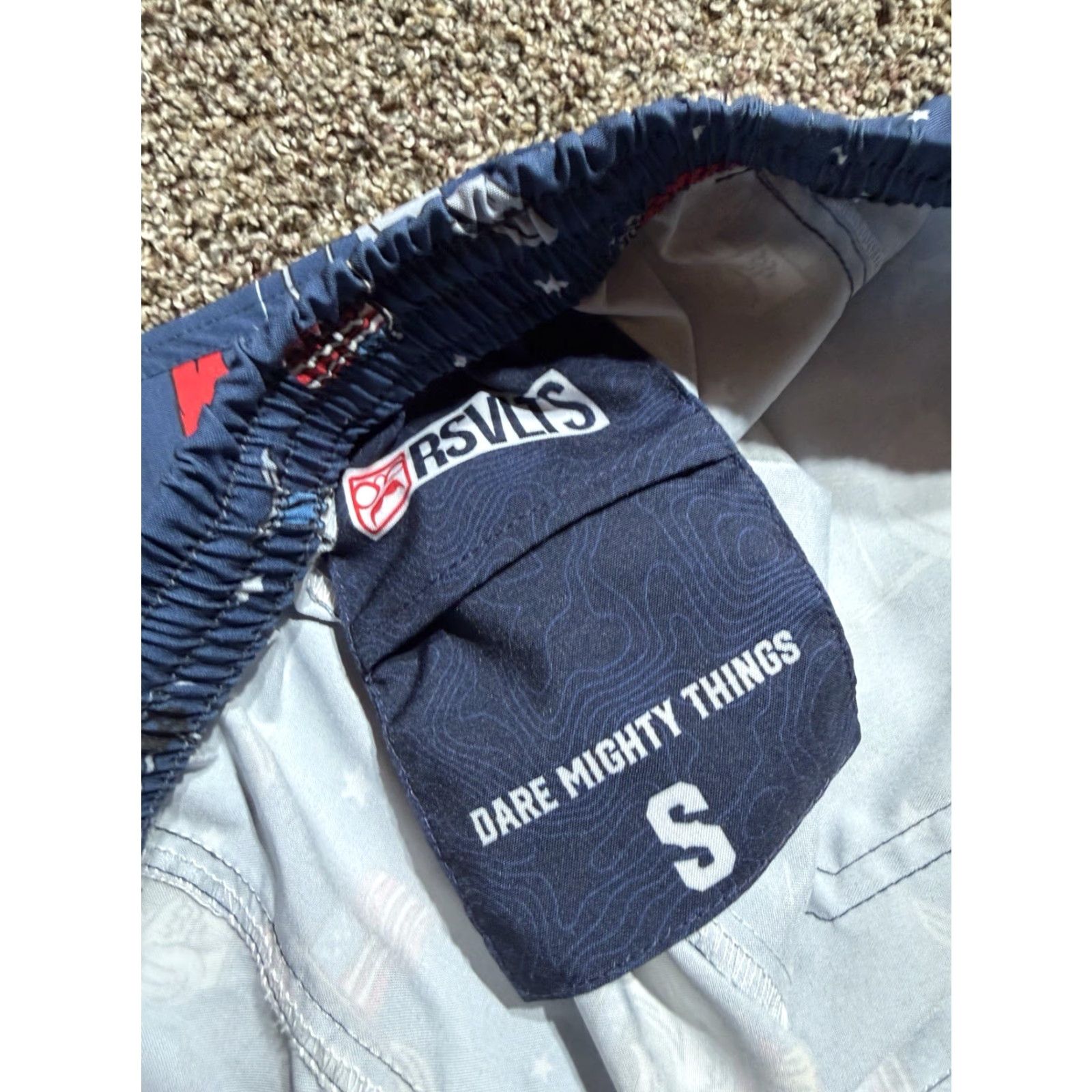 Vintage RSVLTS The Roosevelts Shorts Men Small American Flag Lightweight Party Blue 90s Athletic Inseam 7in Polyester Regular Navy Blue RSVLTS Mens Shorts Size US 29 - 3 Thumbnail
