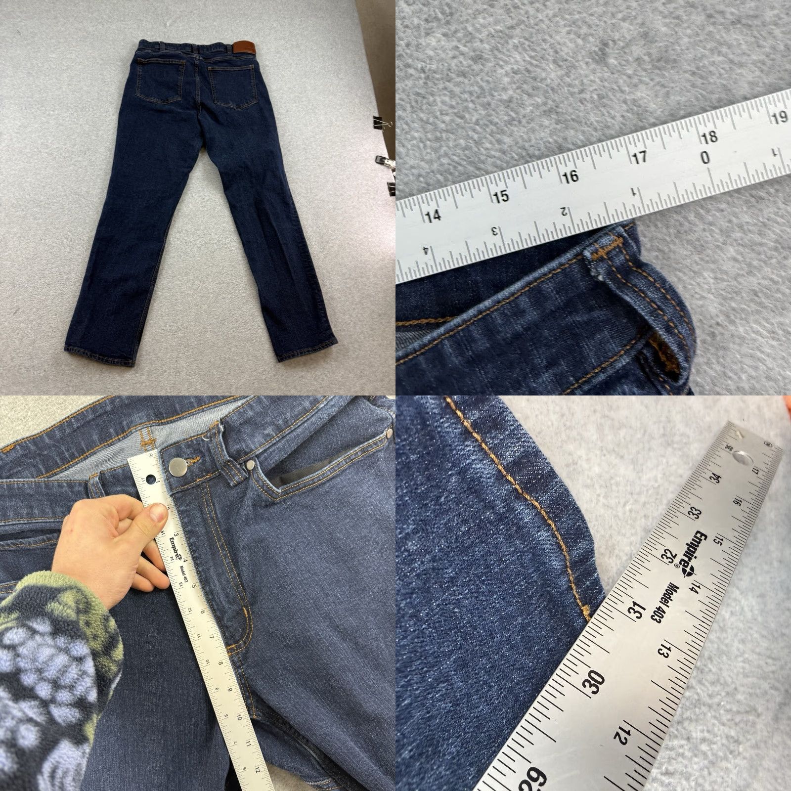 Denime Duluth 40 Grit Jeans Slim Fit Denim 34x32 Dark Wash Cotton Spandex Mens Jeans 5-Pocket Button Zip USA Logo Cowboy Style Regular Rise Slimming Stretch Size US 34 / EU 50 - 8 Thumbnail