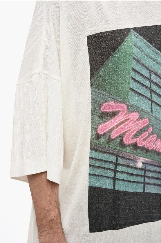 Palm Angels o1y0325 Logo Crewneck Short Sleeves Sweater in White Size US XL / EU 56 / 4 - 2 Thumbnail