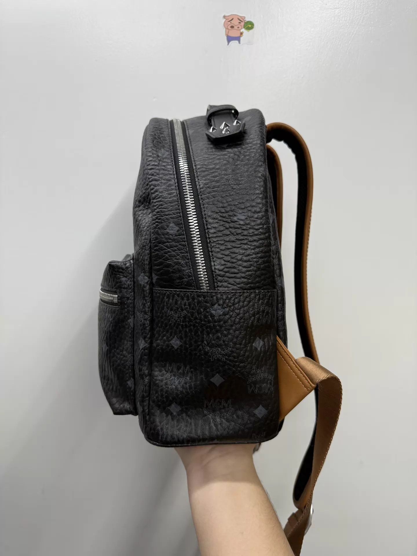 MCM MCM Rivet Black All Over Print Small Backpack Like New Size ONE SIZE - 4 Thumbnail