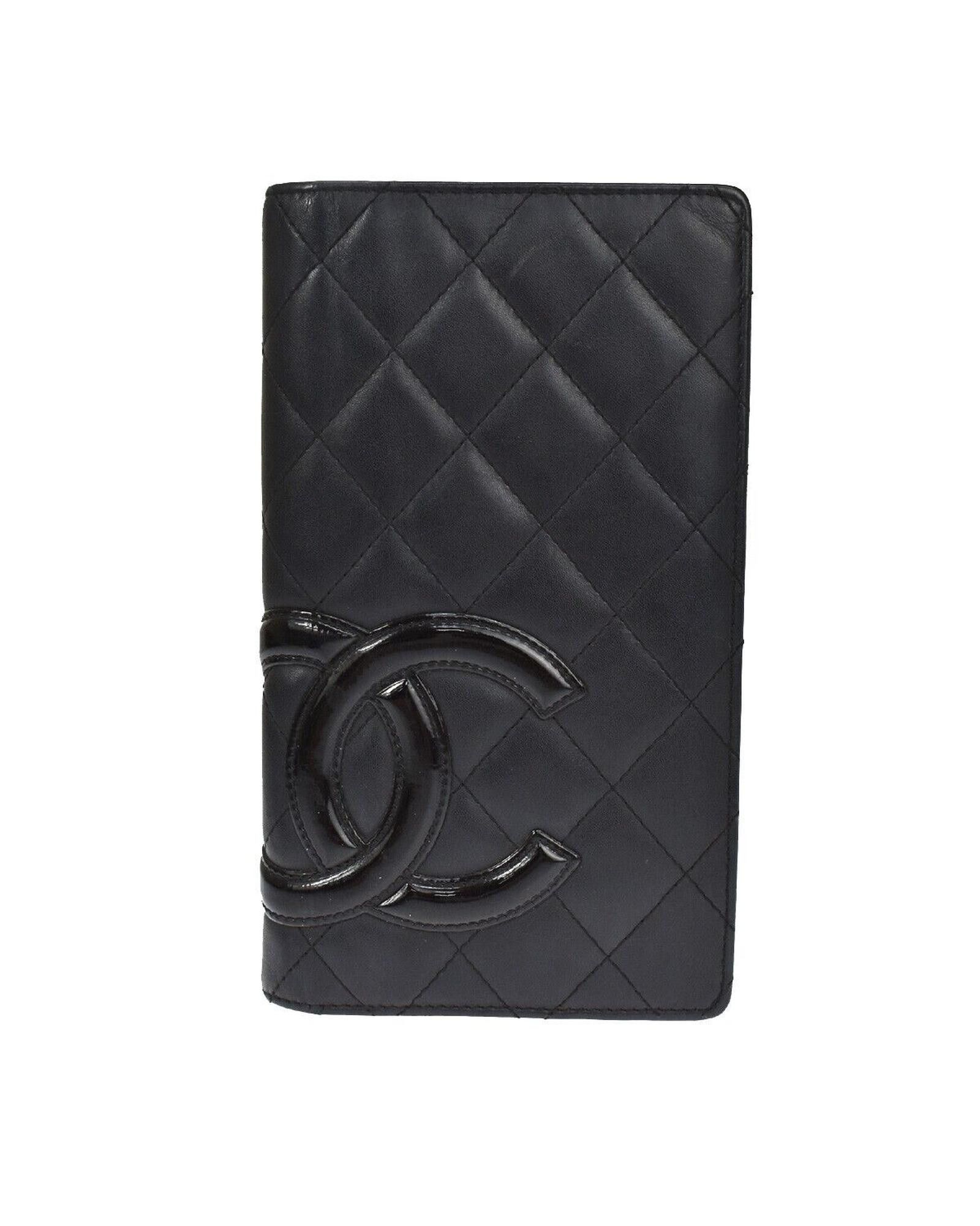 image of Chanel Black Patent Leather Bifold Wallet, Women's