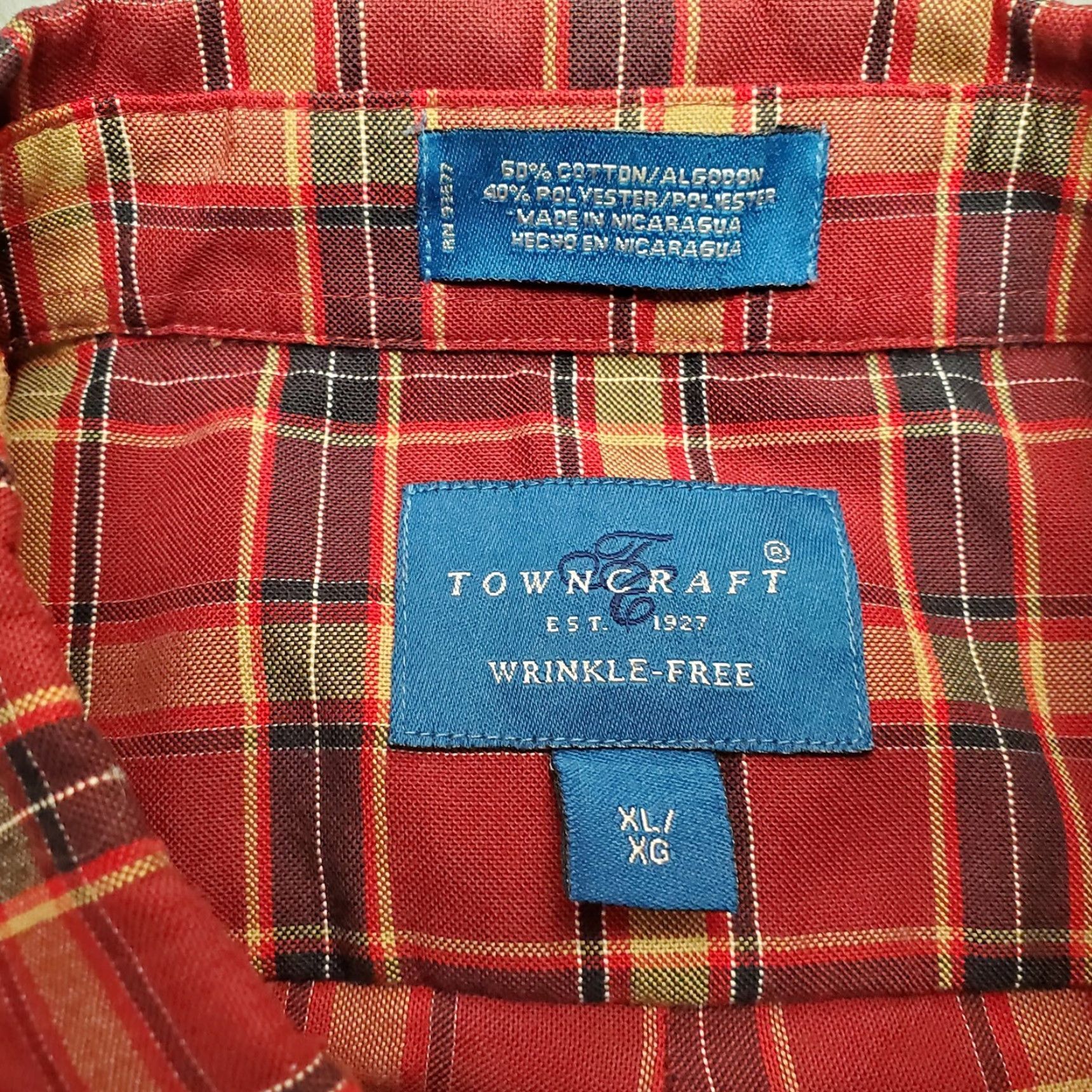 Vintage VINTAGE Towncraft Shirt Men XL Red Plaid Button-Down Long Sleeve Casual Size US XL / EU 56 / 4 - 3 Thumbnail