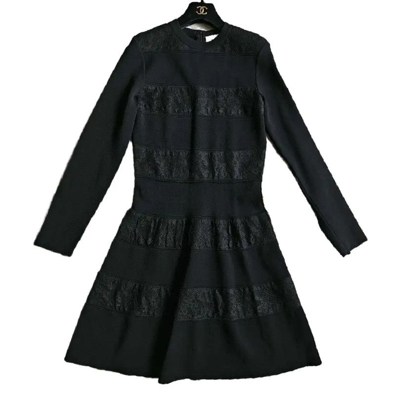 Valentino Valentino Black Long Sleeve Dot Dress 0089 Size S / US 4 / IT 40 - 1 Thumbnail