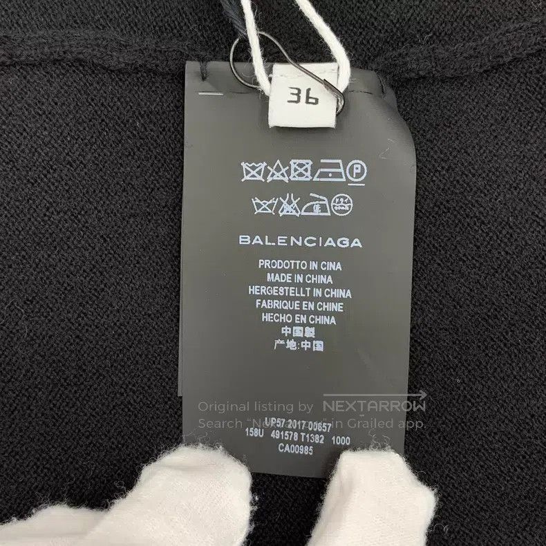 Balenciaga Balenciaga Black Logo Letter Round Neck Wool Knit Sweater Size XS / US 0-2 / IT 36-38 - 7 Thumbnail