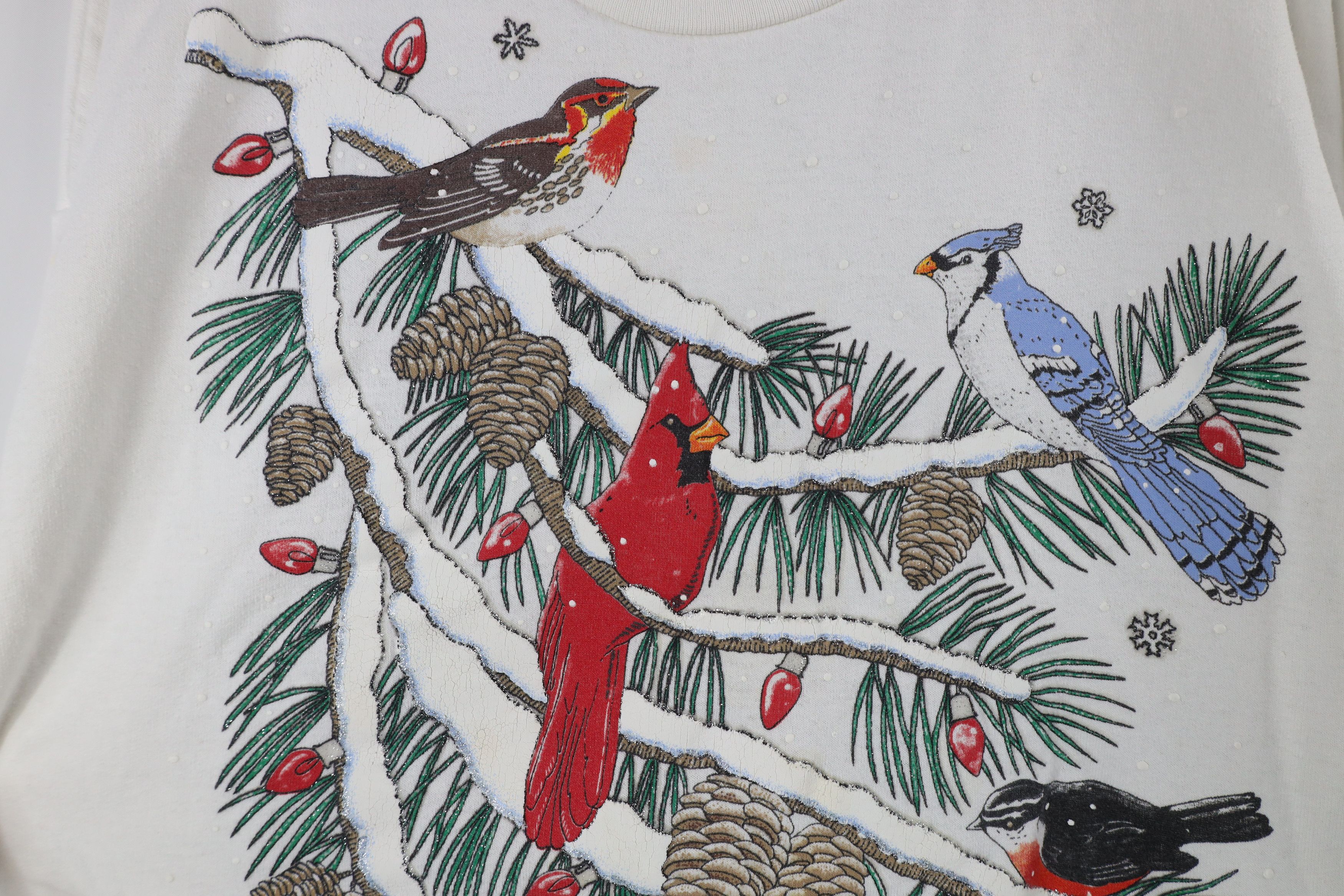 Vintage Vintage 90s Streetwear Christmas Birds Sweatshirt USA Size L / US 10 / IT 46 - 5 Thumbnail