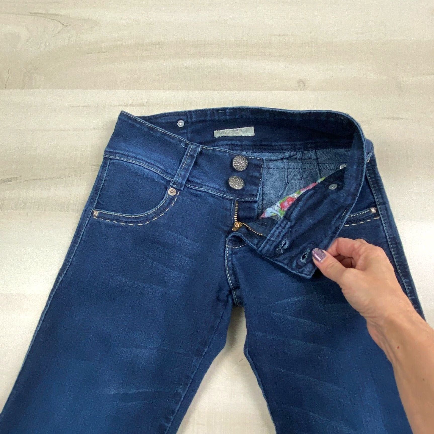 Vintage Adrissa Women's Dark Blue Low Rise Skinny Jeans 6 Size 28" / US 6 / IT 42 - 3 Thumbnail