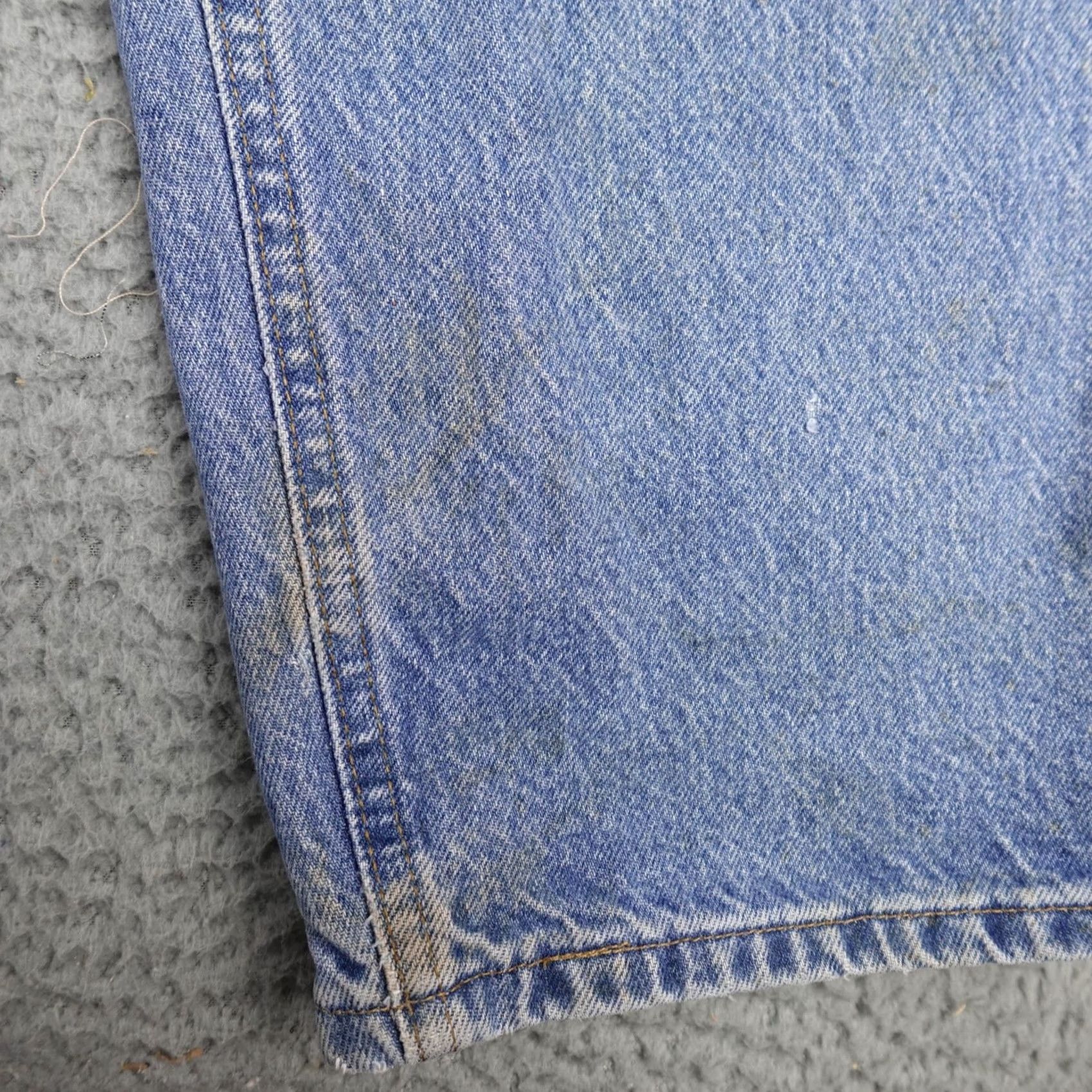 Carhartt Carhartt Jeans Regular Adult 44x32 Blue Denim Leather Patch 90s Logo Distressed Work B17 DST USA Mens Size US 44 / EU 60 - 6 Thumbnail