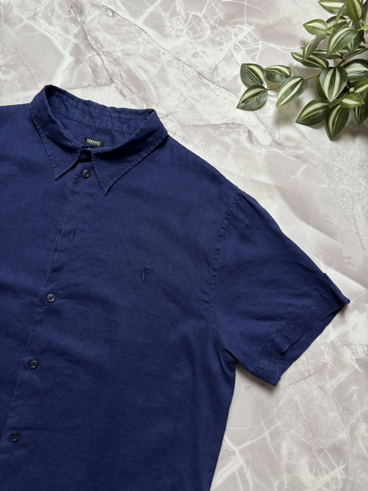 Versace × Versace Jeans Couture Versace Jeans Couture Linen Short Sleeve Shirt Blue Mens XXL Size US XXL / EU 58 / 5 - 2 Thumbnail