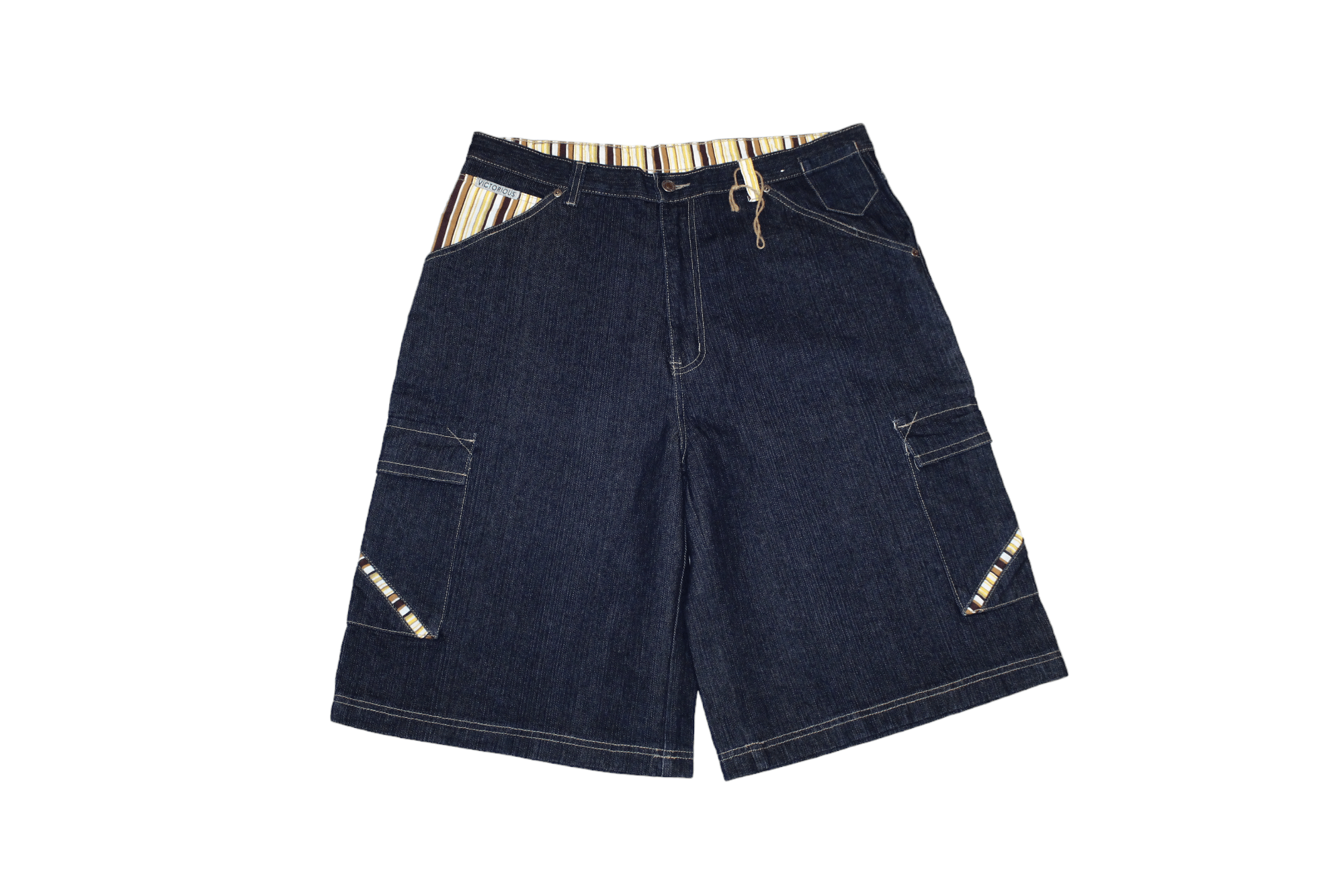 Japanese Brand VTG 🔥 Victorious Linen-Cotton Raw Denim Cargo Baggy Jeans Size US 36 / EU 52 - 3 Thumbnail