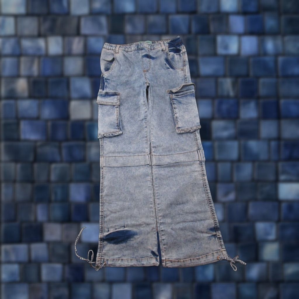 Denime Love Trends Jeans Convertible Cargo Elastic Waist Stretch Denim Baggy Size M Blue Women Size 32" / US 10 / IT 46 - 1 Thumbnail