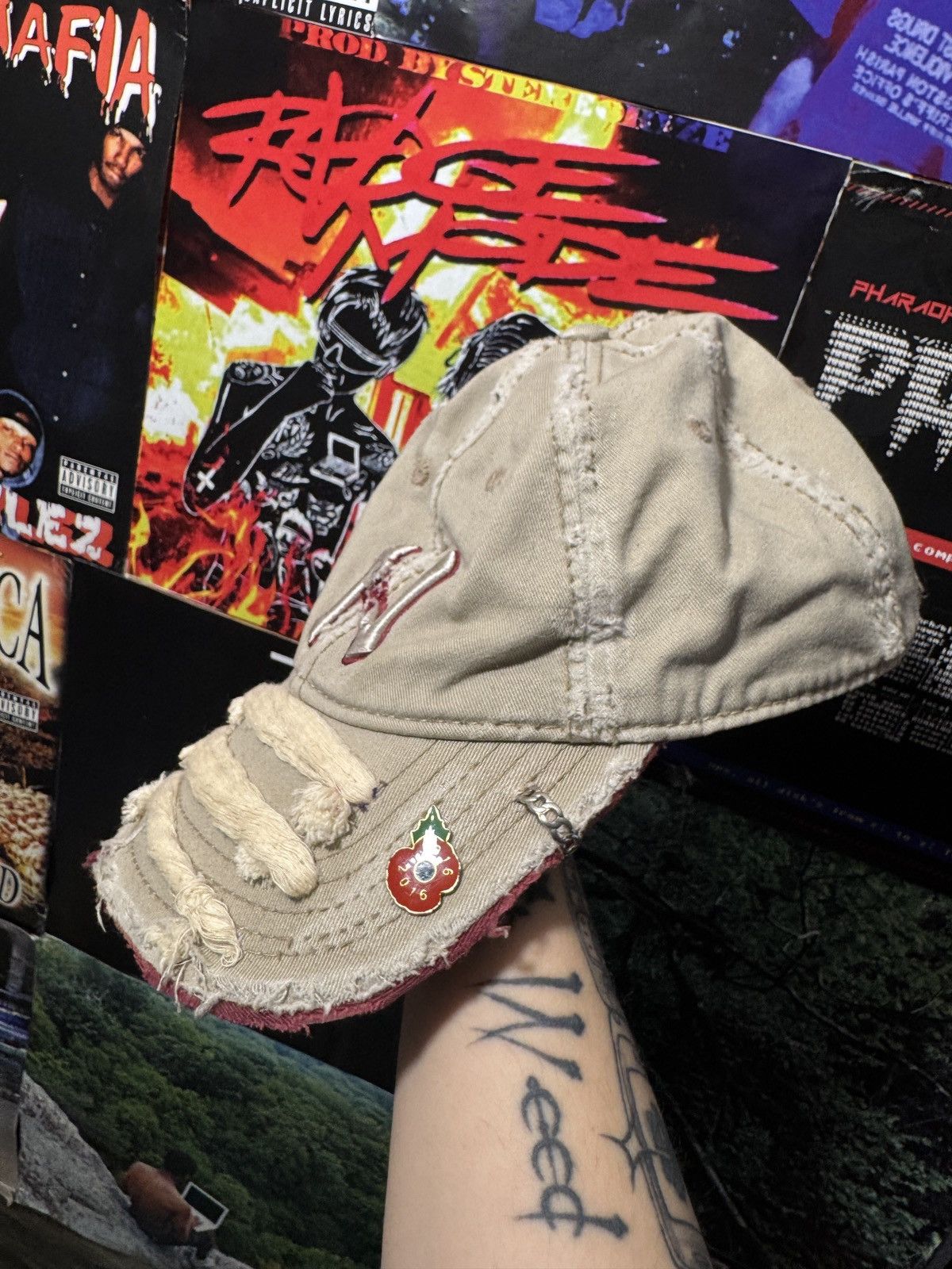 Vintage Custom Punk Distressed Cap Size ONE SIZE - 2 Thumbnail