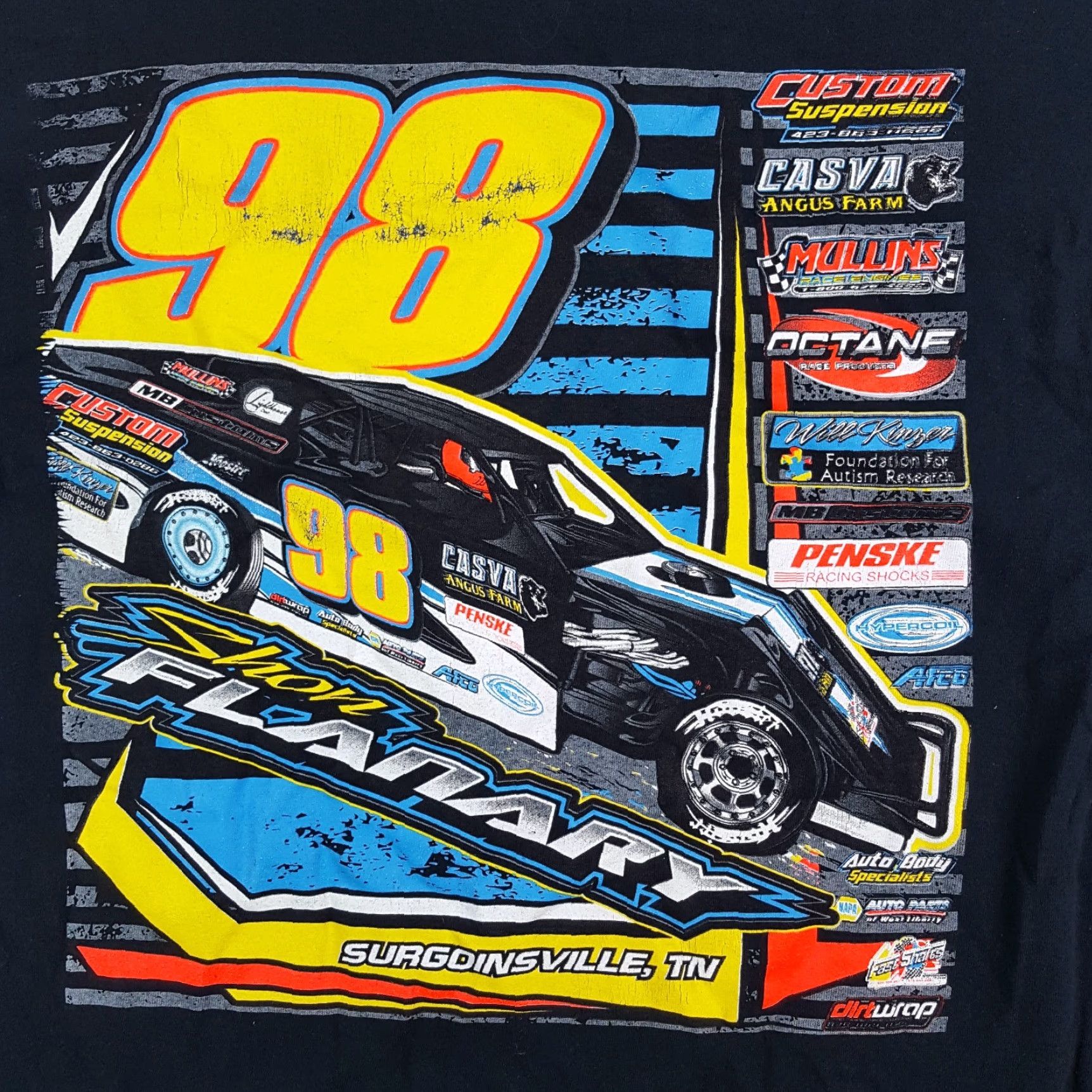 Gildan Shon Flanary NASCAR Racing Black Car Tee Men's Size M Race Retro T Shirt #98 Size US M / EU 48-50 / 2 - 5 Thumbnail