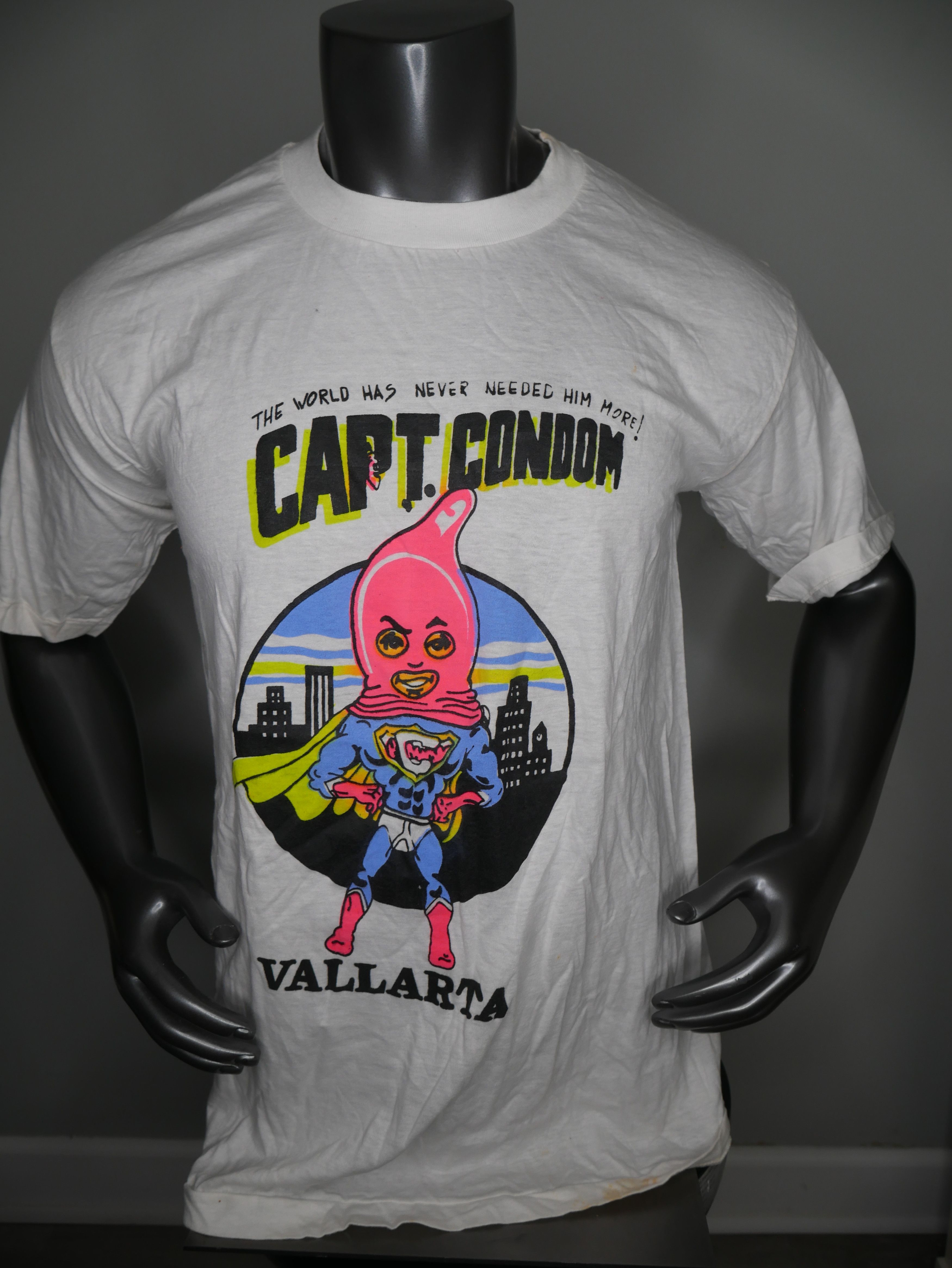 Vintage Original Capt. Condom 1988 Men's T-Shirt Panchos Vallarta