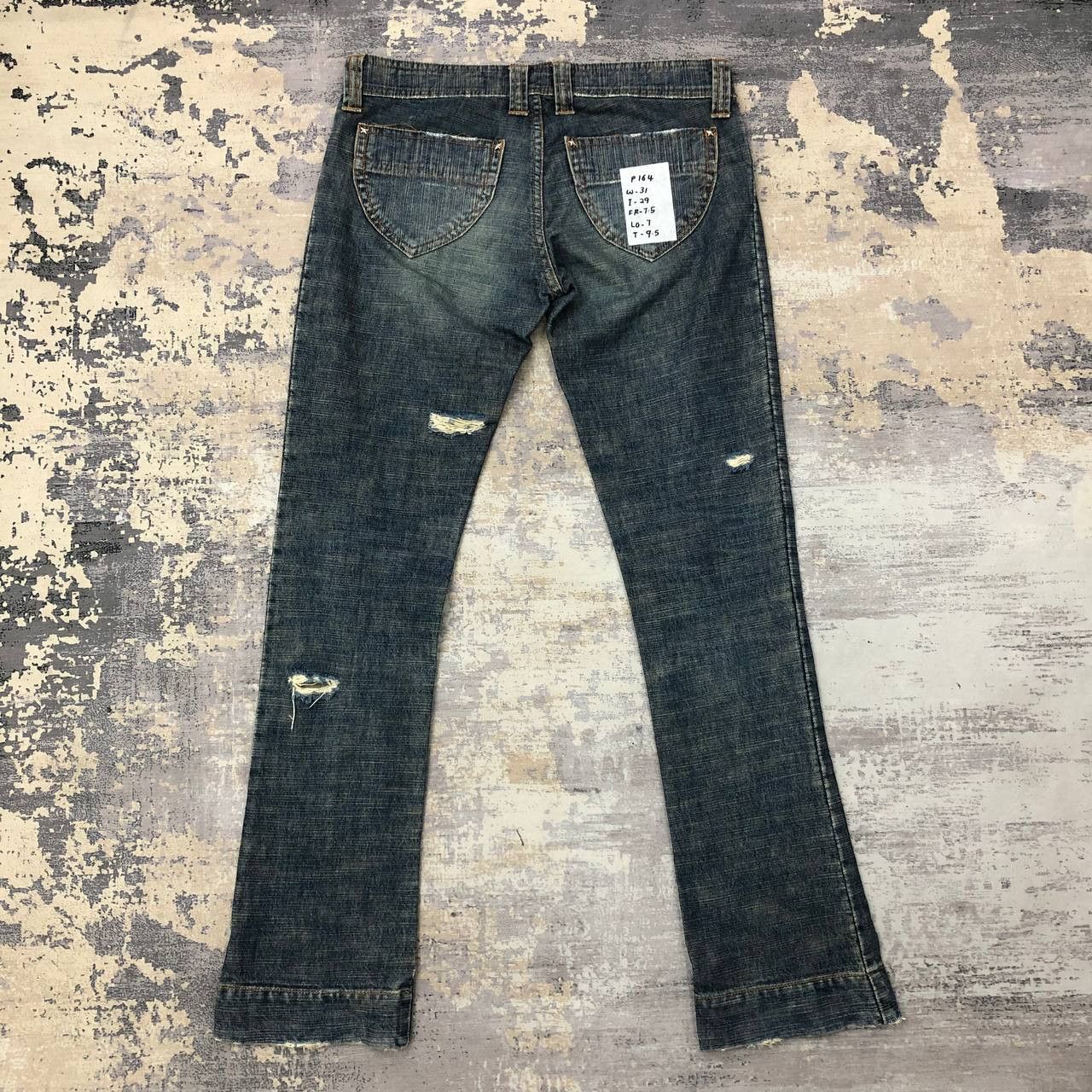 Japanese Brand P164 JAPAN 9h FLARED RIPPED JEANS Size US 31 - 2 Thumbnail