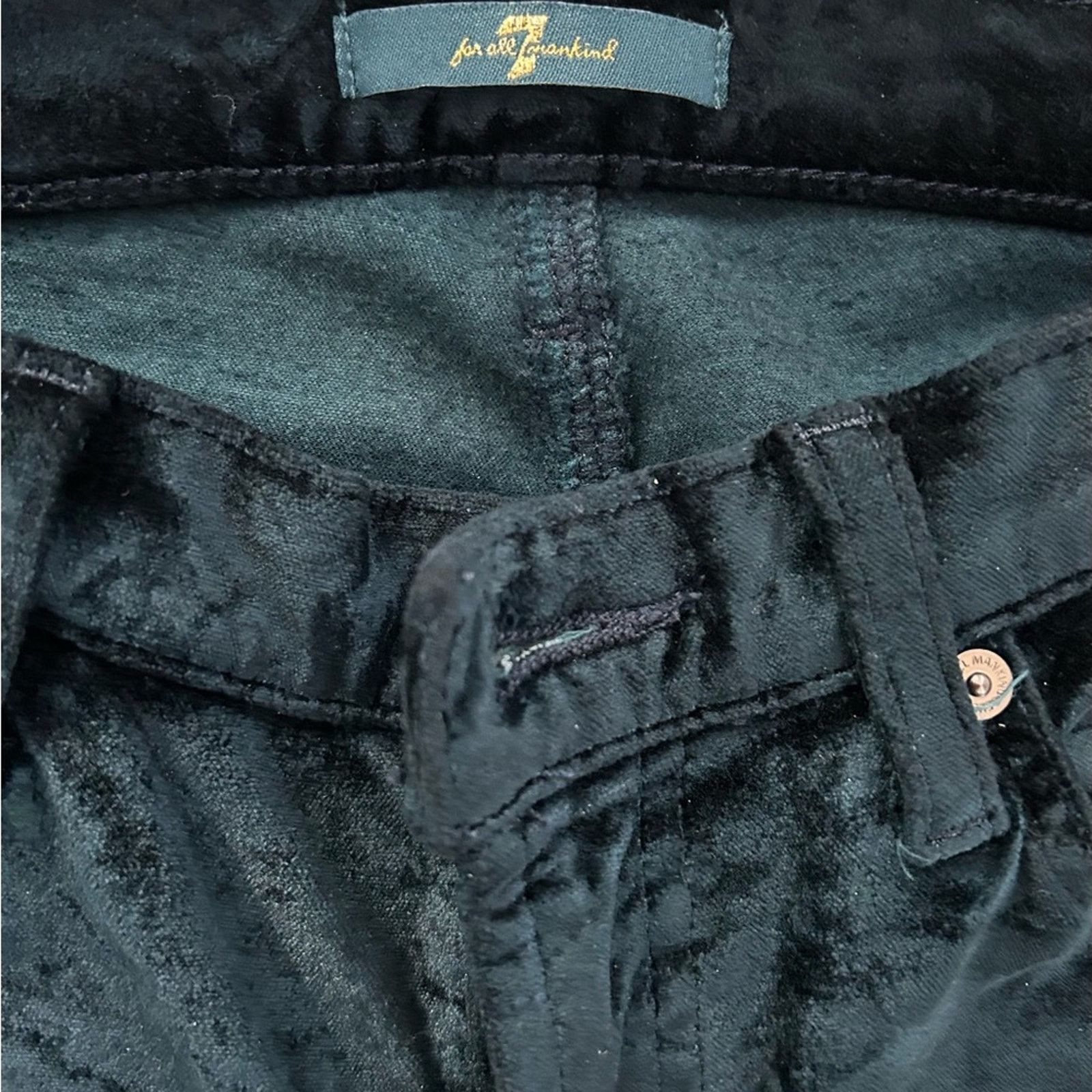 7 For All Mankind 7 For Mankind Emerald green Crushed Velvet Skinny Jeans 26 Size 26" / US 2 / IT 38 - 10 Thumbnail