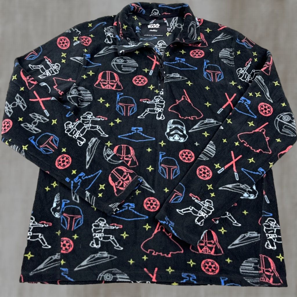 Chubbies Chubbies Star Wars Sweater Men Medium Fleece Pullover Quarter Zip Jacket AOP Black Polyester Size US M / EU 48-50 / 2 - 1 Thumbnail