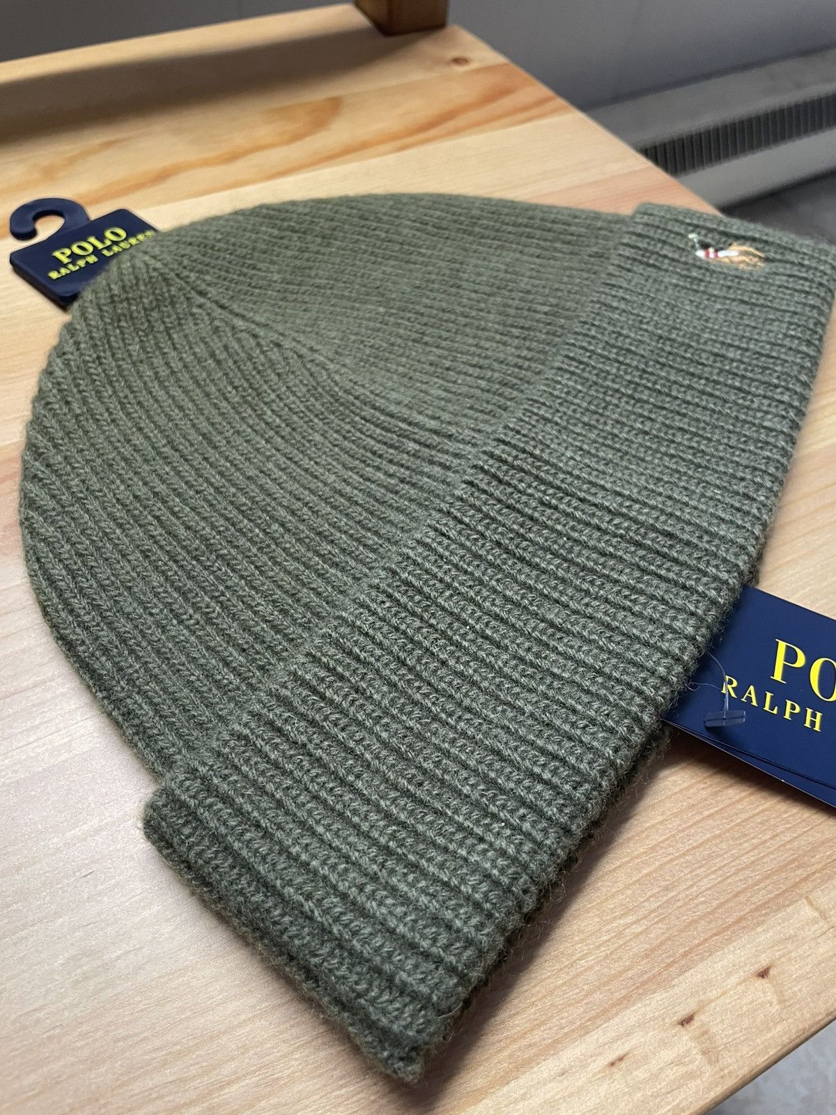 Polo Ralph Lauren Polo Ralph Lauren Beanie Olive Green Hat RL Knit Wool NWT Size ONE SIZE - 3 Thumbnail