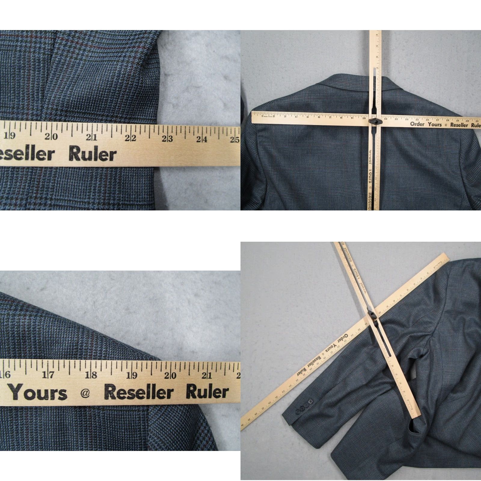 Austin Reed Austin Reed Blazer Men 42 Regular Blue Wool 2 Button Single-Breasted Plaid Jacket - Made in USA Size 42R - 9 Thumbnail