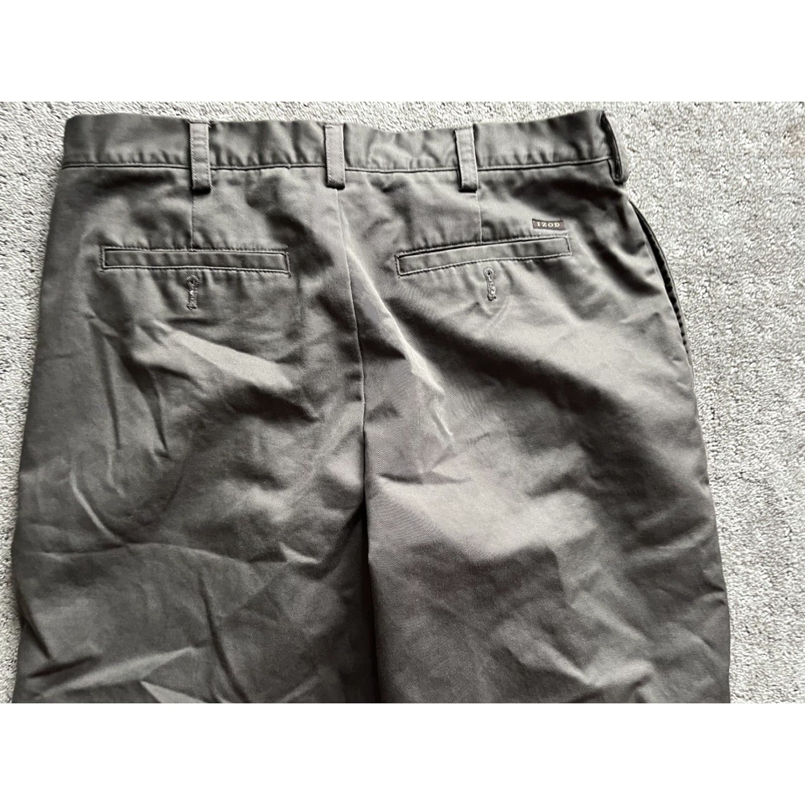 Izod IZOD Men’s Flat Front Chino Pants 34x30 Brown Solid Khakis Pants Regular Men Size US 34 / EU 50 - 4 Thumbnail
