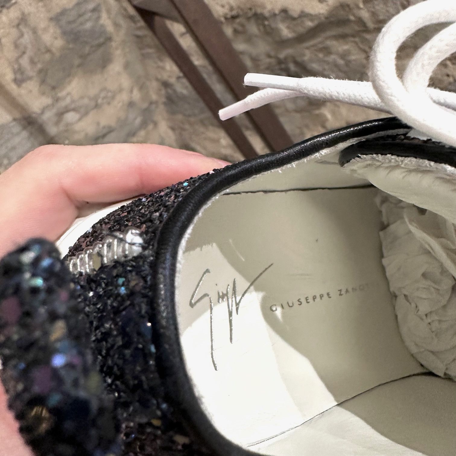 Giuseppe Zanotti Giuseppe Zanotti Purple Glitter Blabber Sneakers Size US 6 / IT 36 - 11 Thumbnail