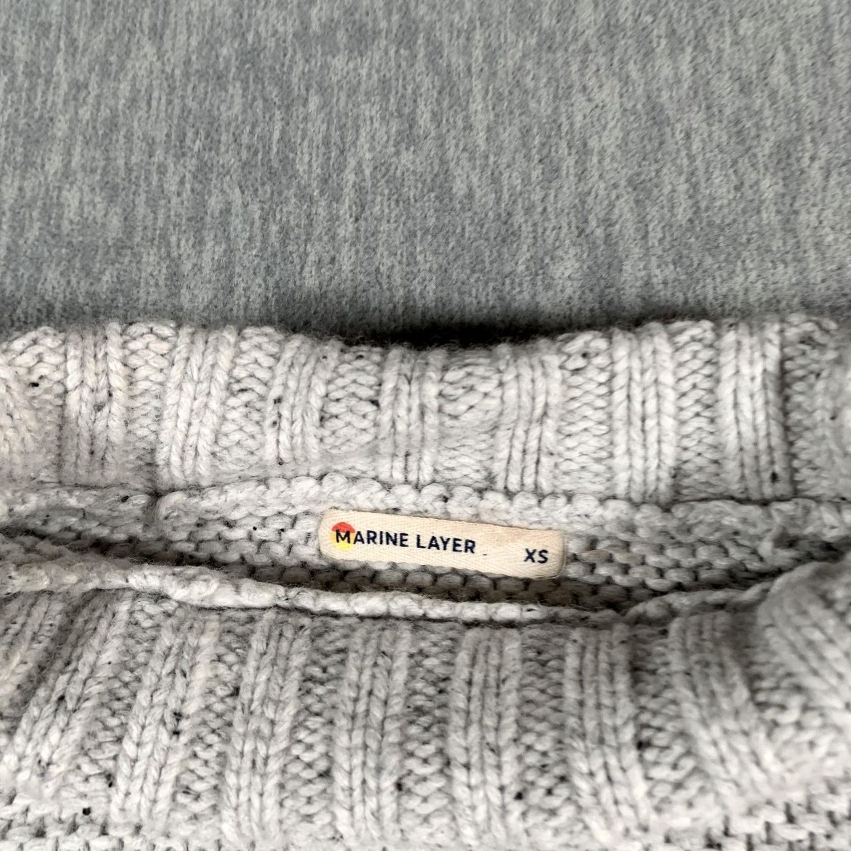 Marine Layer VINTAGE Marine Layer Sweater Womens XS Gray Mock Neck Chunky Knit Cotton Wool 12910 Size XS / US 0-2 / IT 36-38 - 4 Thumbnail