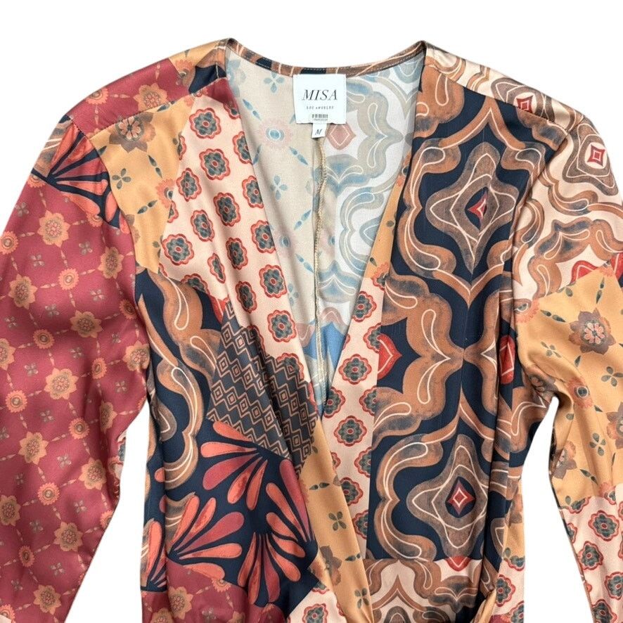MISA Los Angeles MISA Los Angeles Eliza Patchwork Wrap Dress, Size M Size M / US 6-8 / IT 42-44 - 6 Thumbnail