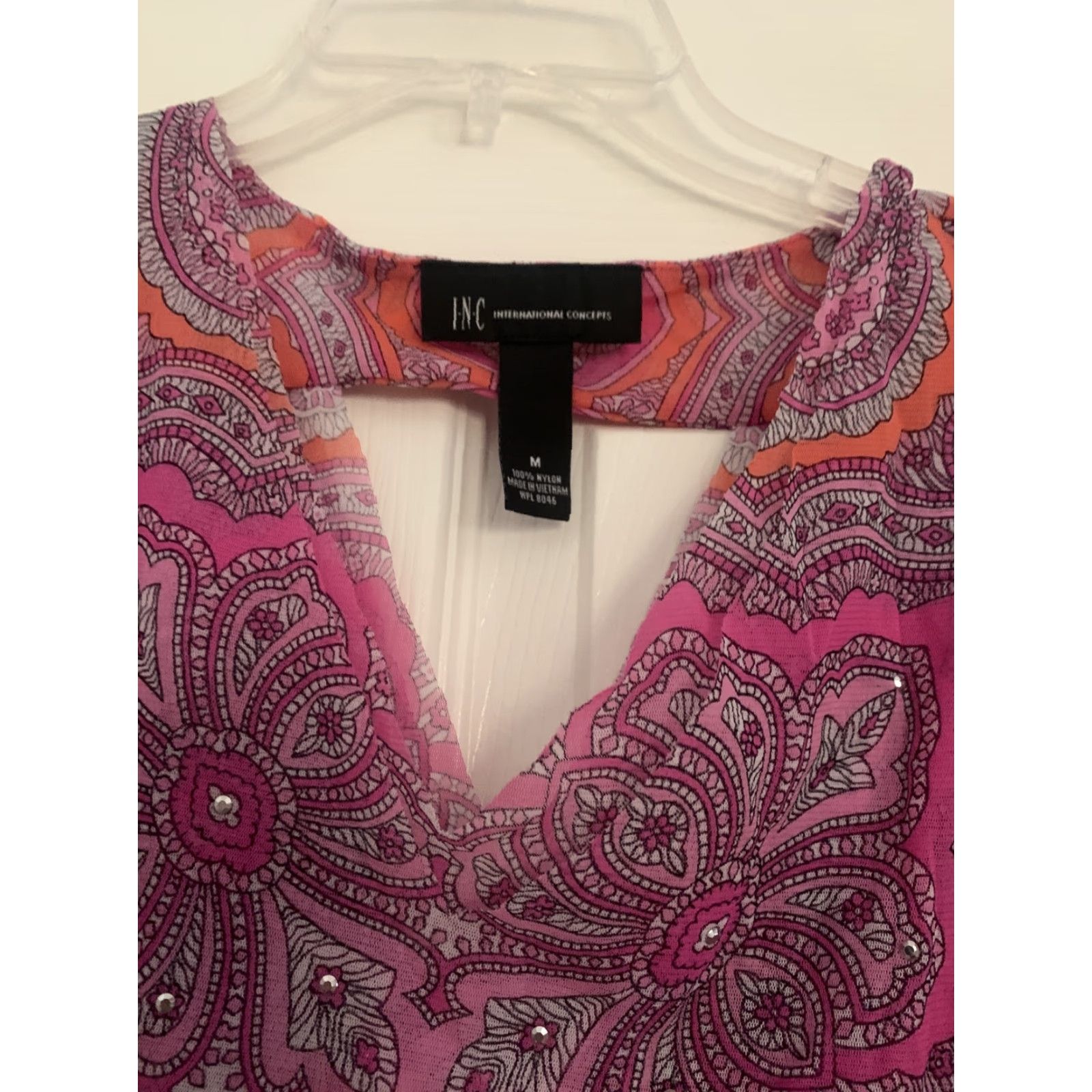 Vintage INC Women Tank Top Sleeveless Pink V Neck Medium Tank Top Slim Regular Womens Shirt Fashion Tank Size M / US 6-8 / IT 42-44 - 3 Thumbnail
