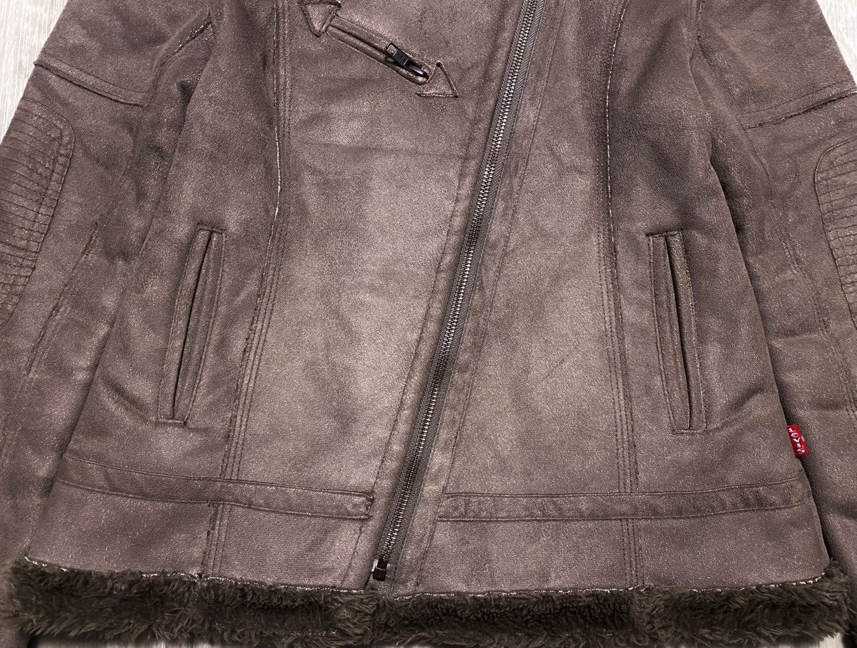Levi's BigLogo Embroidery Faux Fur Shearling Coat Asymmetric Jacket Size S / US 4 / IT 40 - 8 Thumbnail