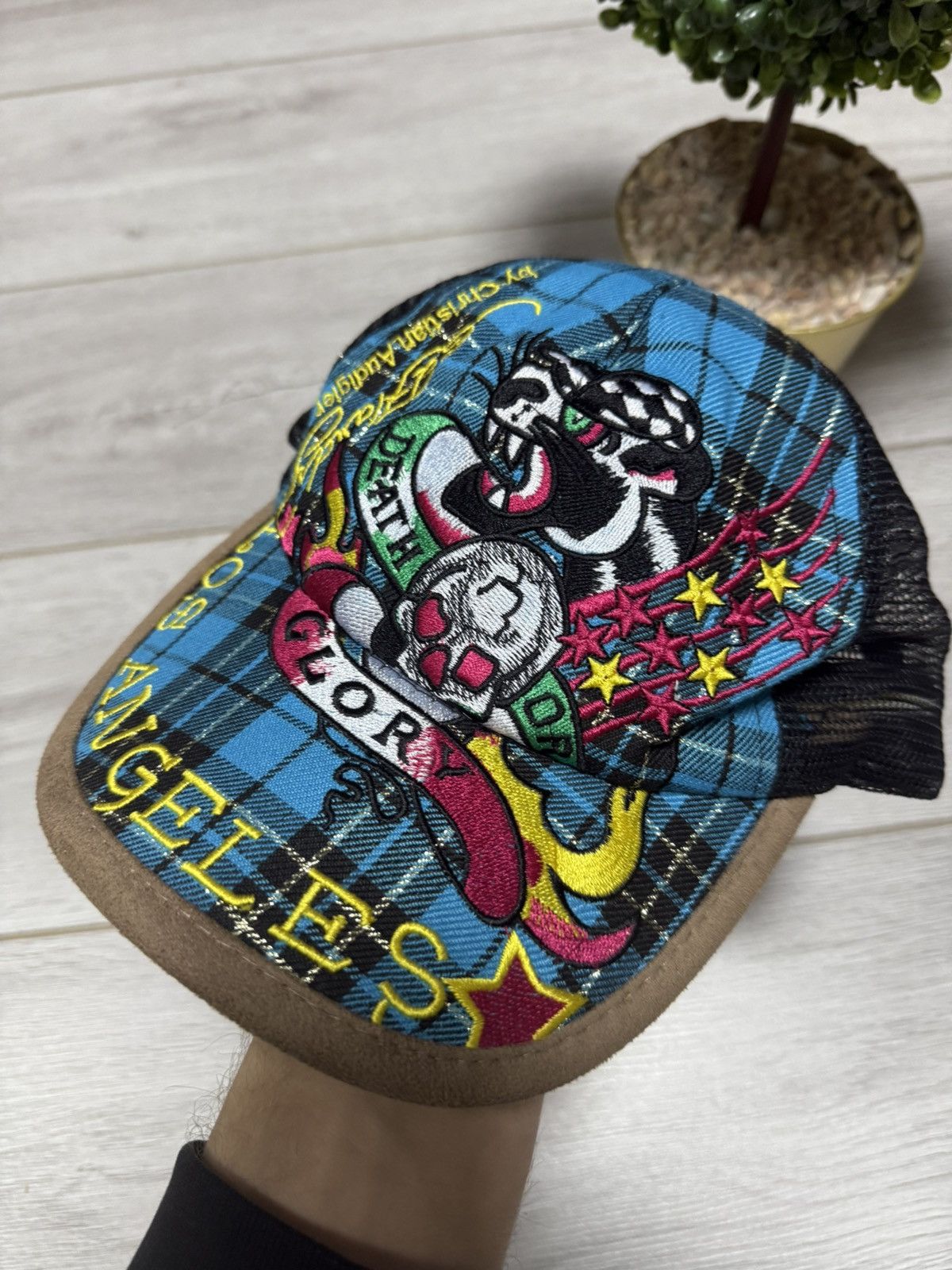 Ed Hardy Ed Hardy check panther skull stars cap hat Size ONE SIZE - 4 Thumbnail