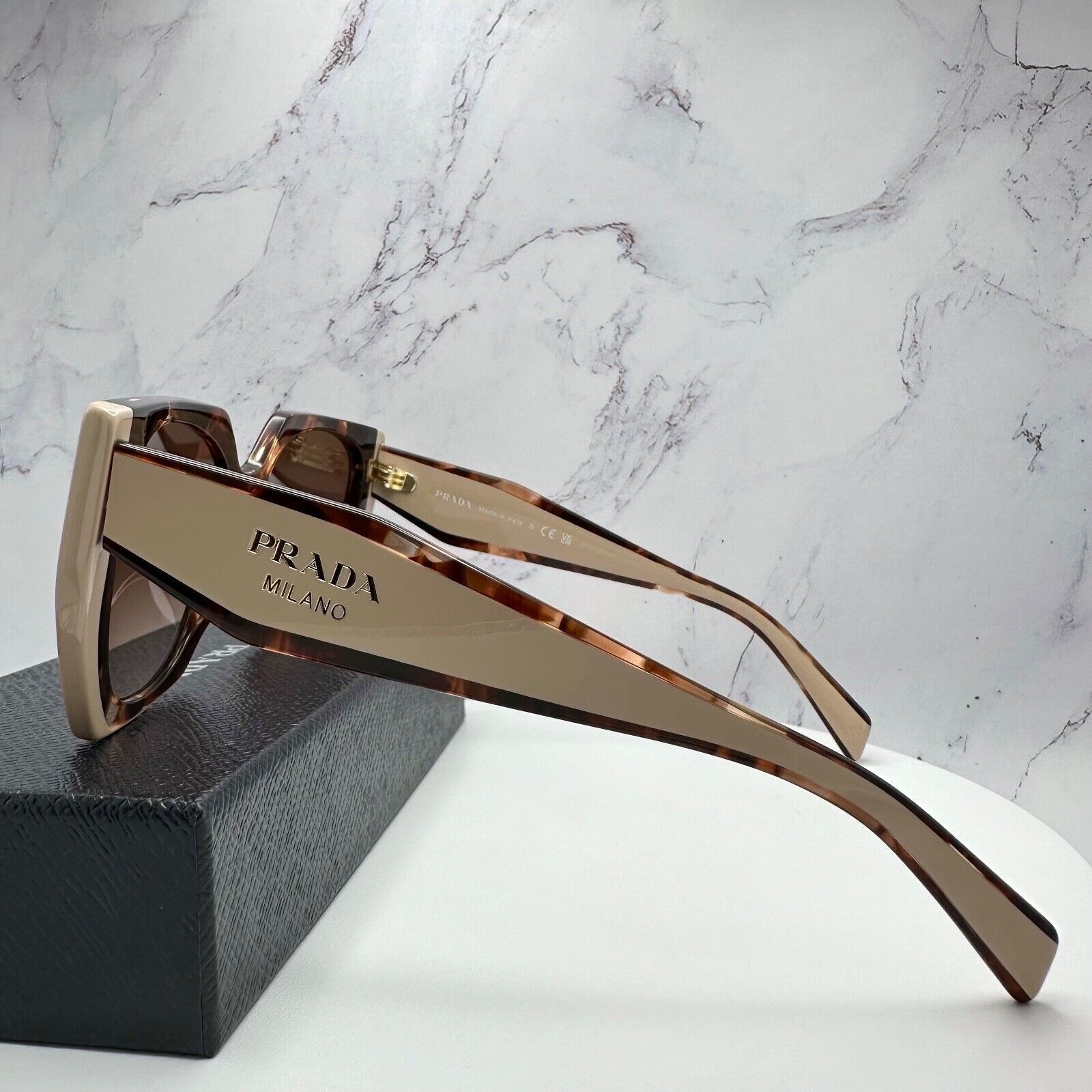 Prada New PRADA Sunglasses Symbole Logo Brown Beige Tortoise Gold Size ONE SIZE - 8 Thumbnail