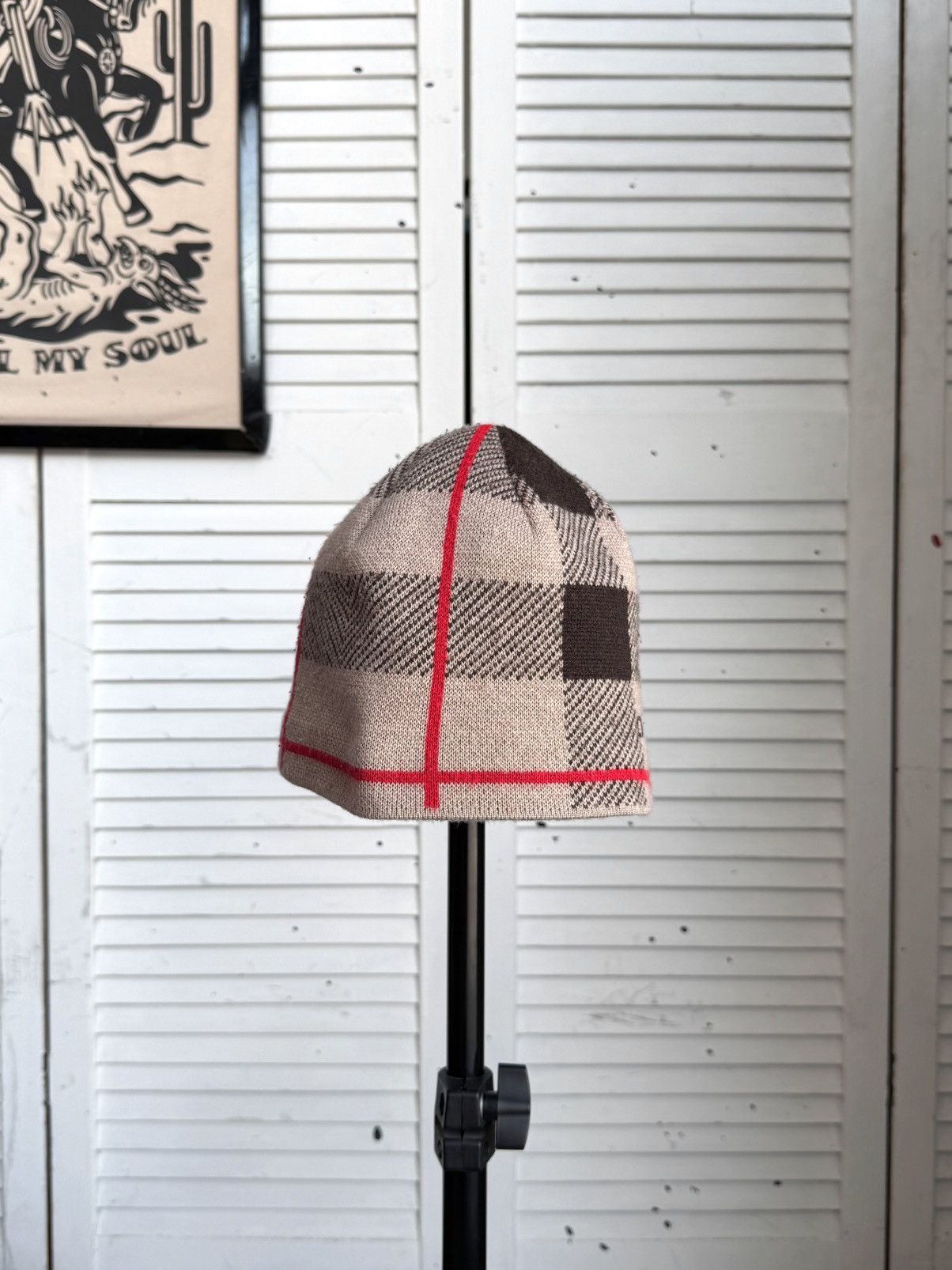 O'Neill Vintage O’Neill Burberry Style Plaid Knit Beanie Hat Ski Y2K Size ONE SIZE - 3 Thumbnail
