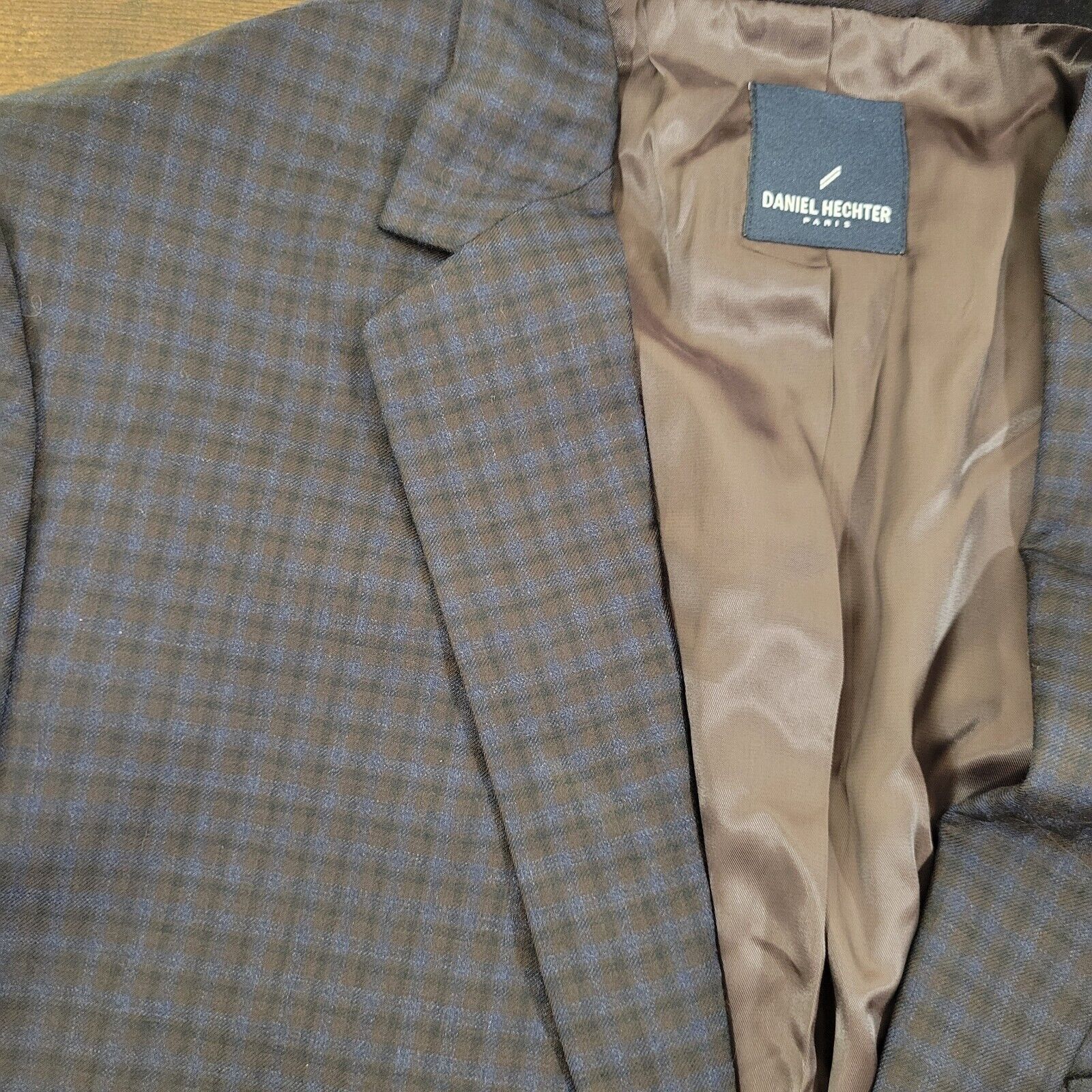 Daniel Hechter Daniel Hechter Paris 42L Navy Blue Plaid Two-Button Front Size 42L - 4 Thumbnail