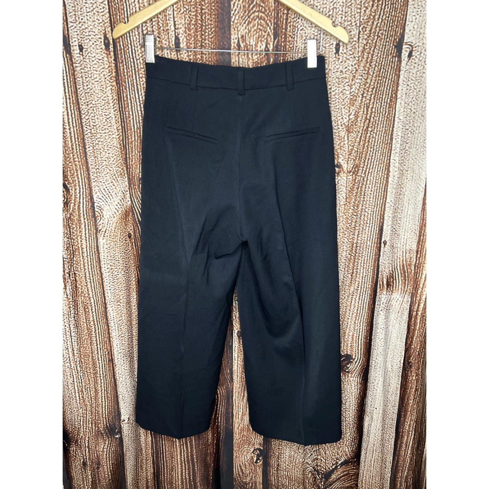 Vintage The Fold London Wide-Leg Trousers Black Size 8 Womens Casual Career Pants Dress Pants Wide-Leg Men? No, keep. Size 30" / US 8 / IT 44 - 3 Thumbnail