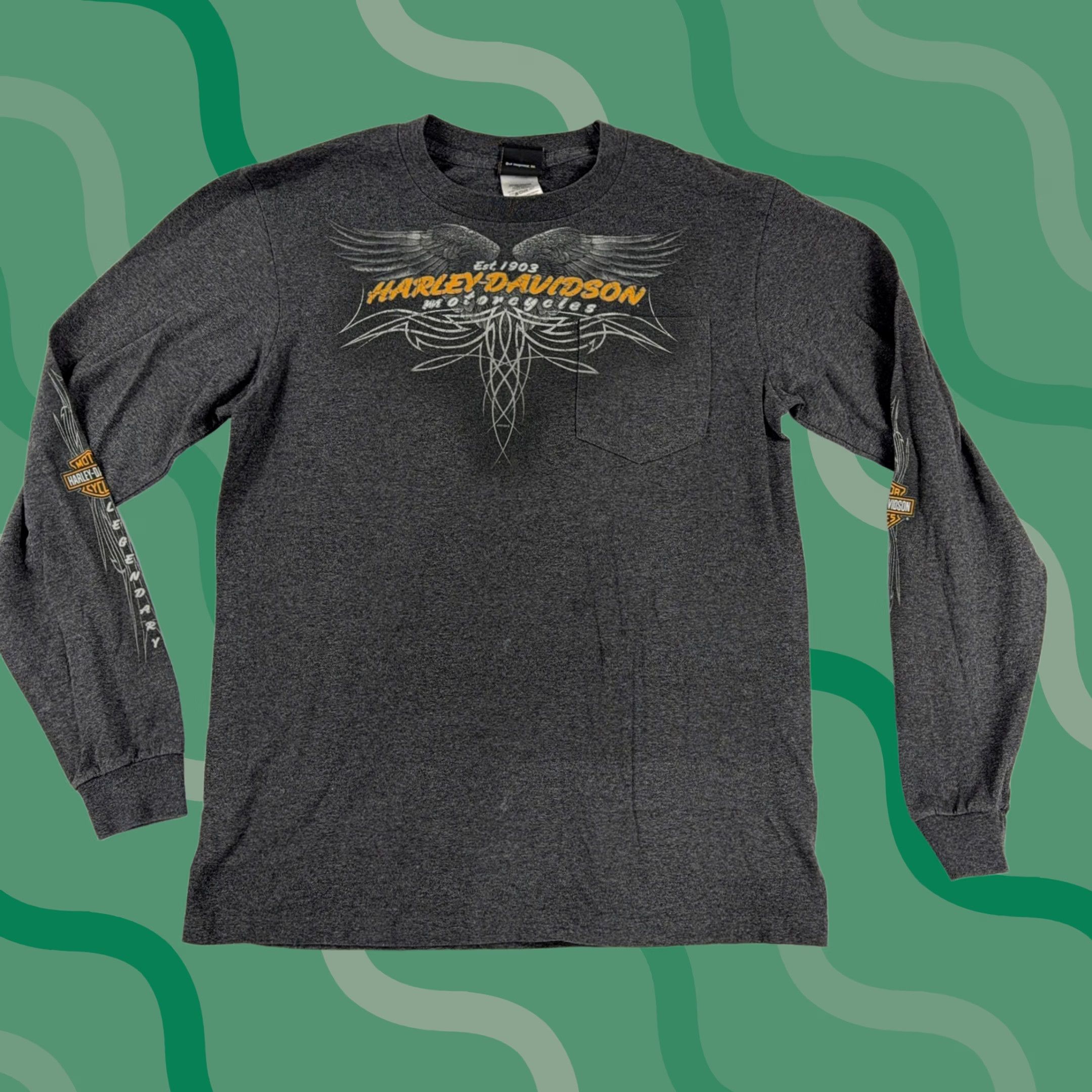 Harley Davidson Harley-Davidson Shirt Mens Medium Gray Long Sleeve