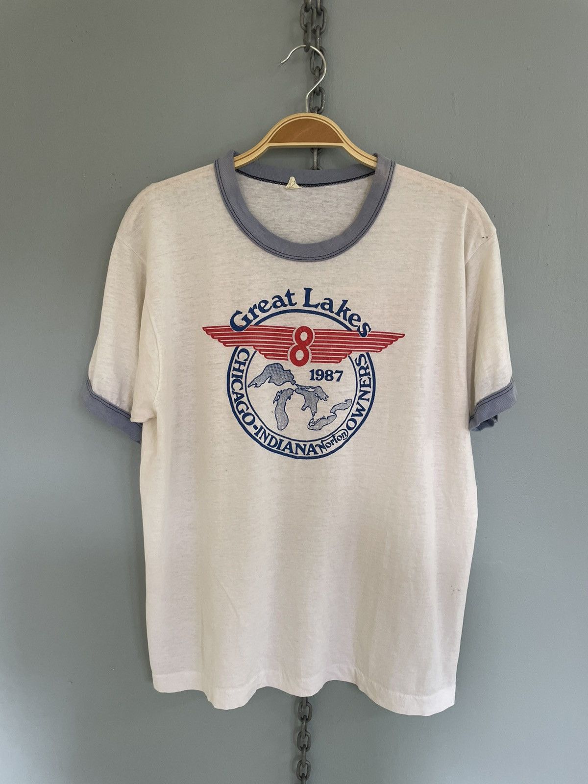 Vintage Vintage 80s Norton motorcycle ringer t shirt Size US L / EU 52-54 / 3 - 1 Thumbnail