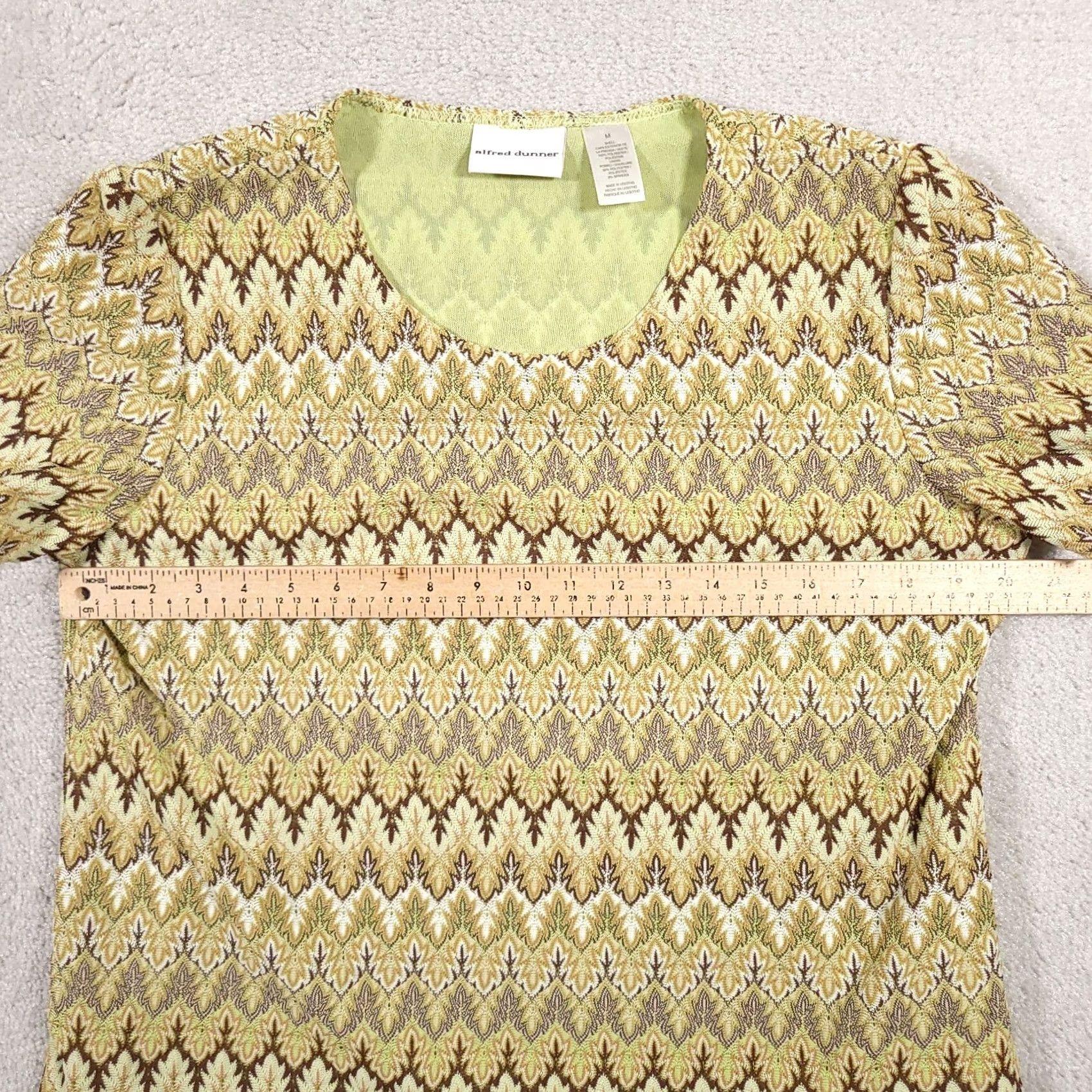 Vintage VINTAGE Alfred Dunner Shirt Women's Medium Short Sleeve Knit Lined Boho Green Womens Medium Short Sleeve Knit Lined Boho Green Size M / US 6-8 / IT 42-44 - 5 Thumbnail
