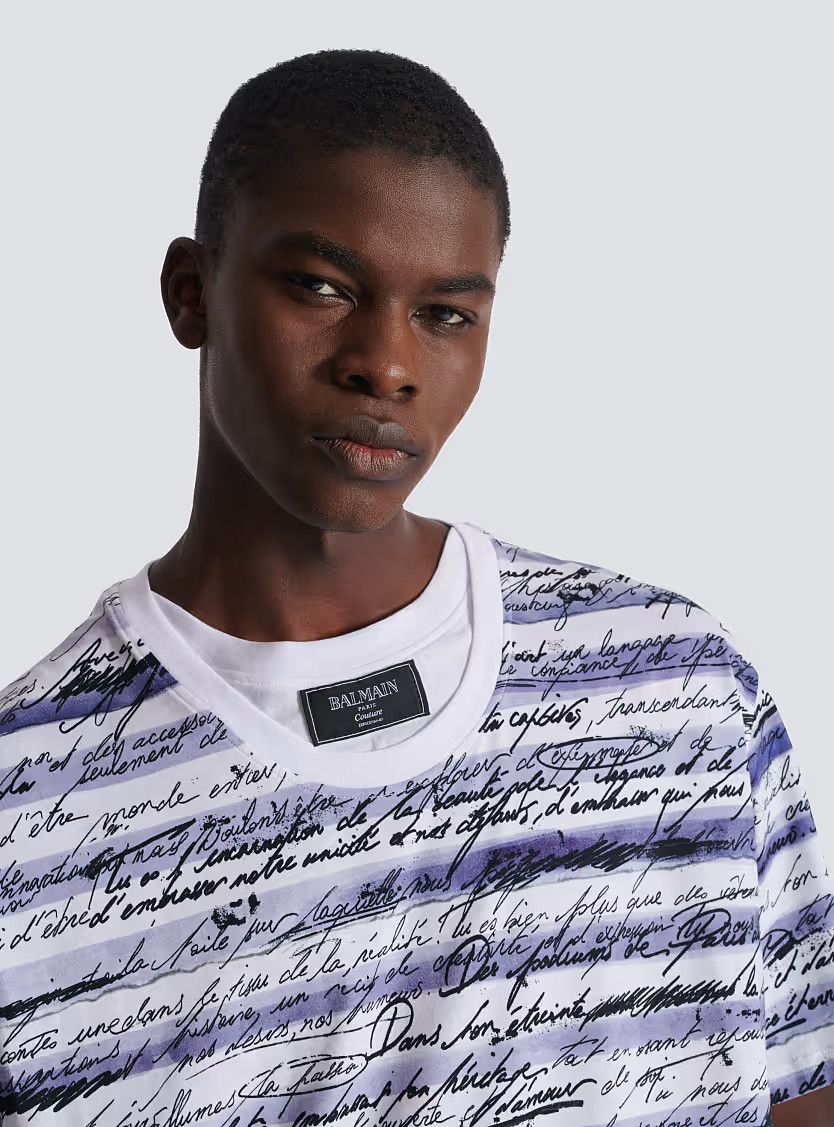 Balmain o1s1wg110126 Love Letter Mariniere T-Shirt in White Size US XL / EU 56 / 4 - 6 Thumbnail