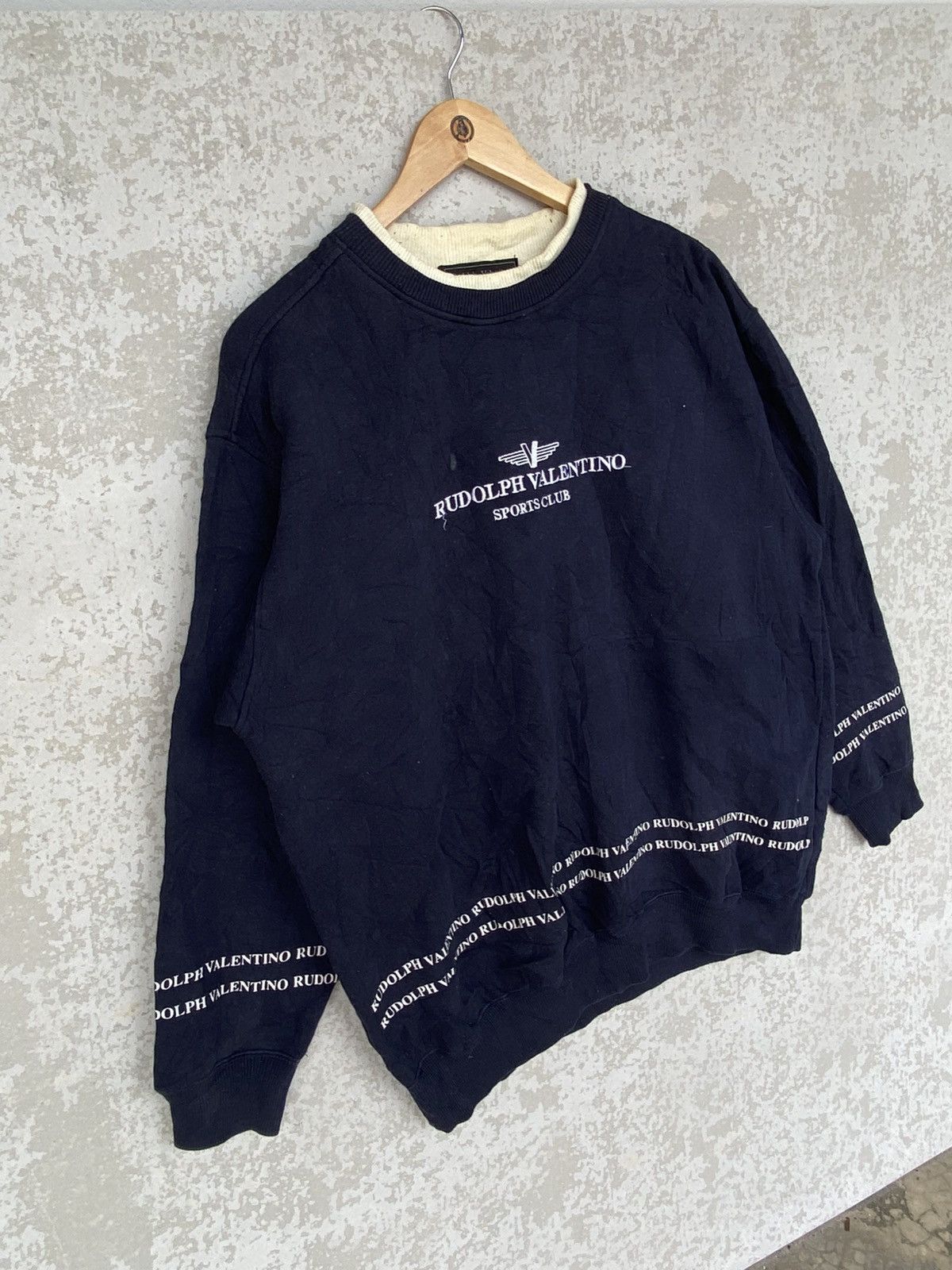 Other Vintage Rudolph Valentino Small Embroidered Navy Blue Size L / US 10 / IT 46 - 3 Thumbnail