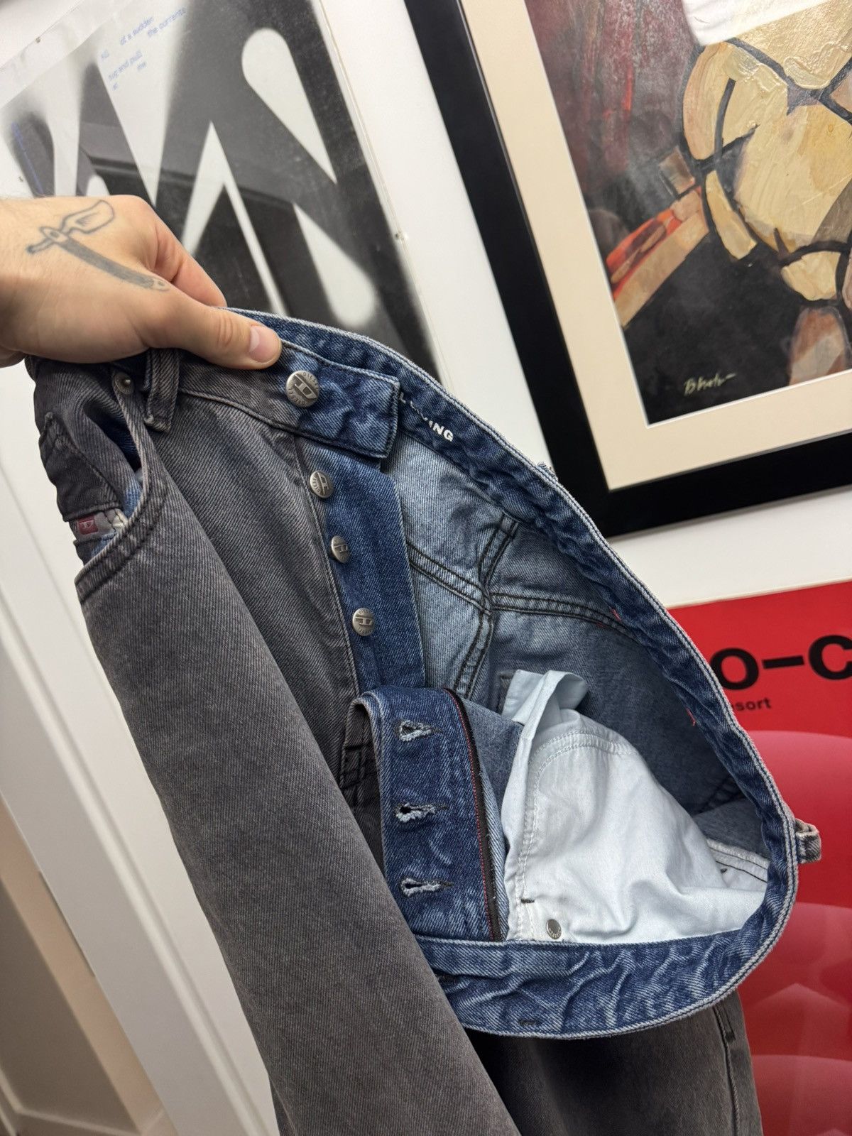Diesel Oversize Denim Diesel Loose Fit Jeans Baggy Gray Skate Hype Size US 27 - 4 Thumbnail