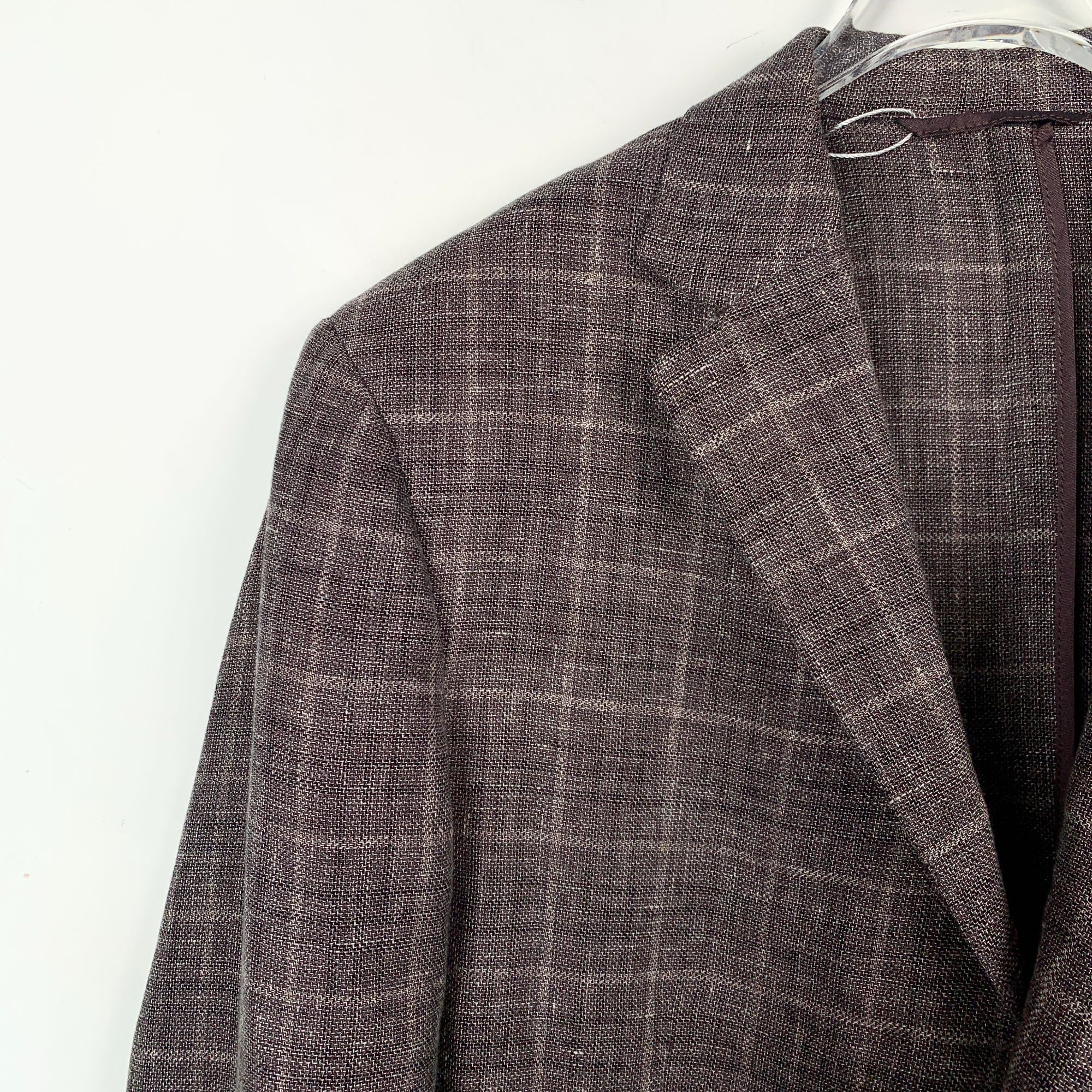 Ermenegildo Zegna Ermenegildo Zegna Mens Plaid Wool&Linen Blend Blazer Size US L / EU 52-54 / 3 - 3 Thumbnail