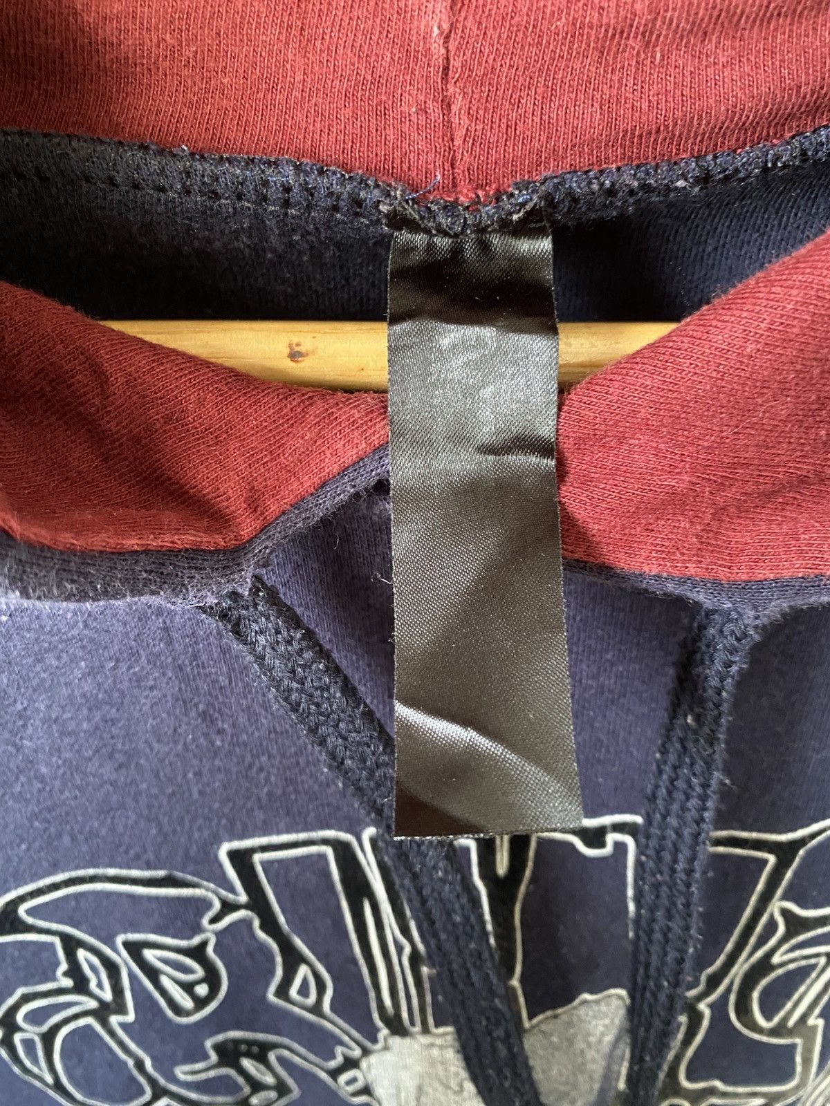 Japanese Brand Vintage Y2K Graphic Hoodie Navy Red Grunge Streetwear Size US M / EU 48-50 / 2 - 5 Thumbnail