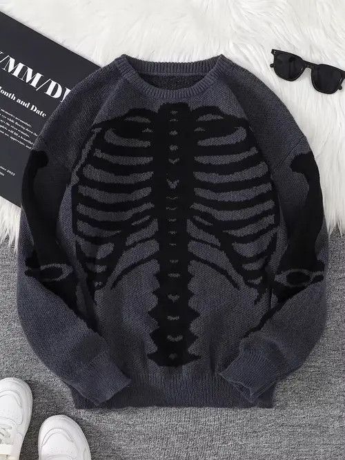 Japanese Brand Skaleton Round Neck Knitted Pullover Size US L / EU 52-54 / 3 - 6 Thumbnail