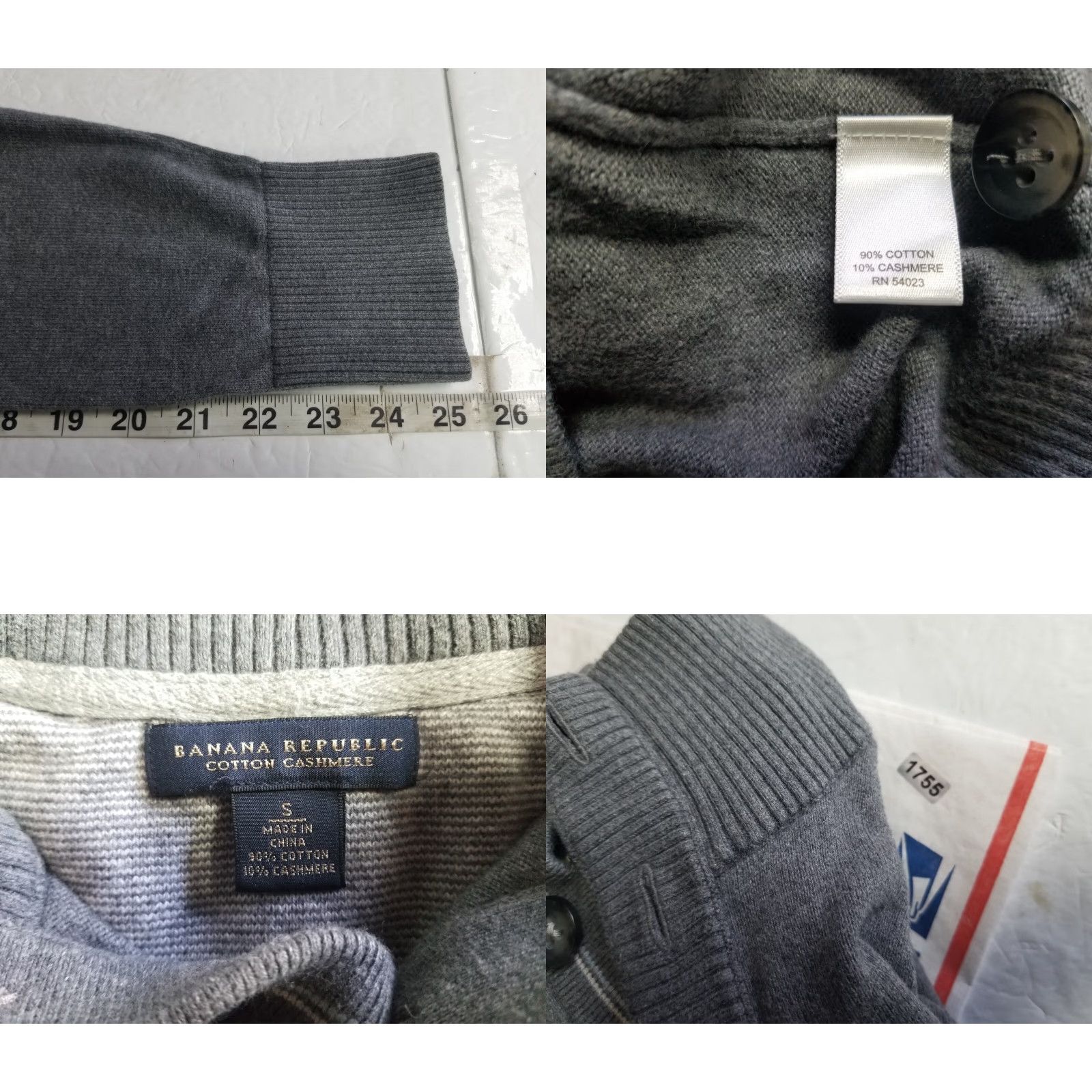 Banana Republic Banana Republic Sweater Mens Small Cotton Cashmere Gray Long Sleeve Mock Neck Size US S / EU 44-46 / 1 - 8 Thumbnail