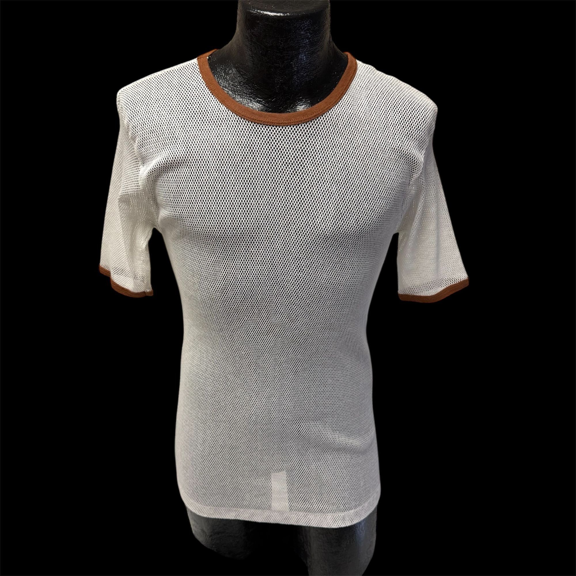 Robert Bruce Vtg Robert Bruce Jean T MESH Net Brown Ringer T Shirt Size US L / EU 52-54 / 3 - 1 Thumbnail