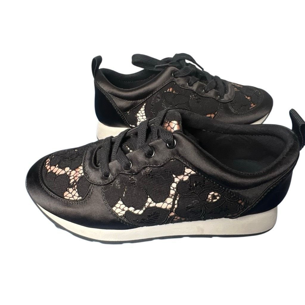 Zara Zara Basic Black Lace Satin Sneakers Size 37 6.5 Size US 7 / IT 37 - 10 Thumbnail
