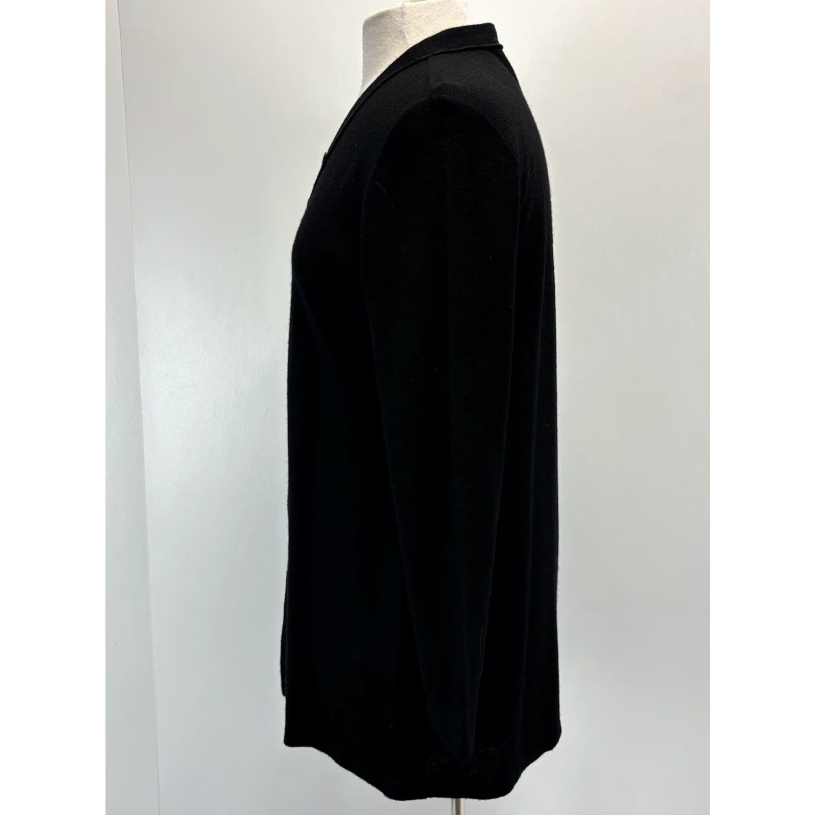 Eileen Fisher VINTAGE Eileen Fisher Cardigan Wool Sweater Black Mid length Lagenlook Petite PM Womens Long Sleeve V-Neck Size M / US 6-8 / IT 42-44 - 2 Thumbnail