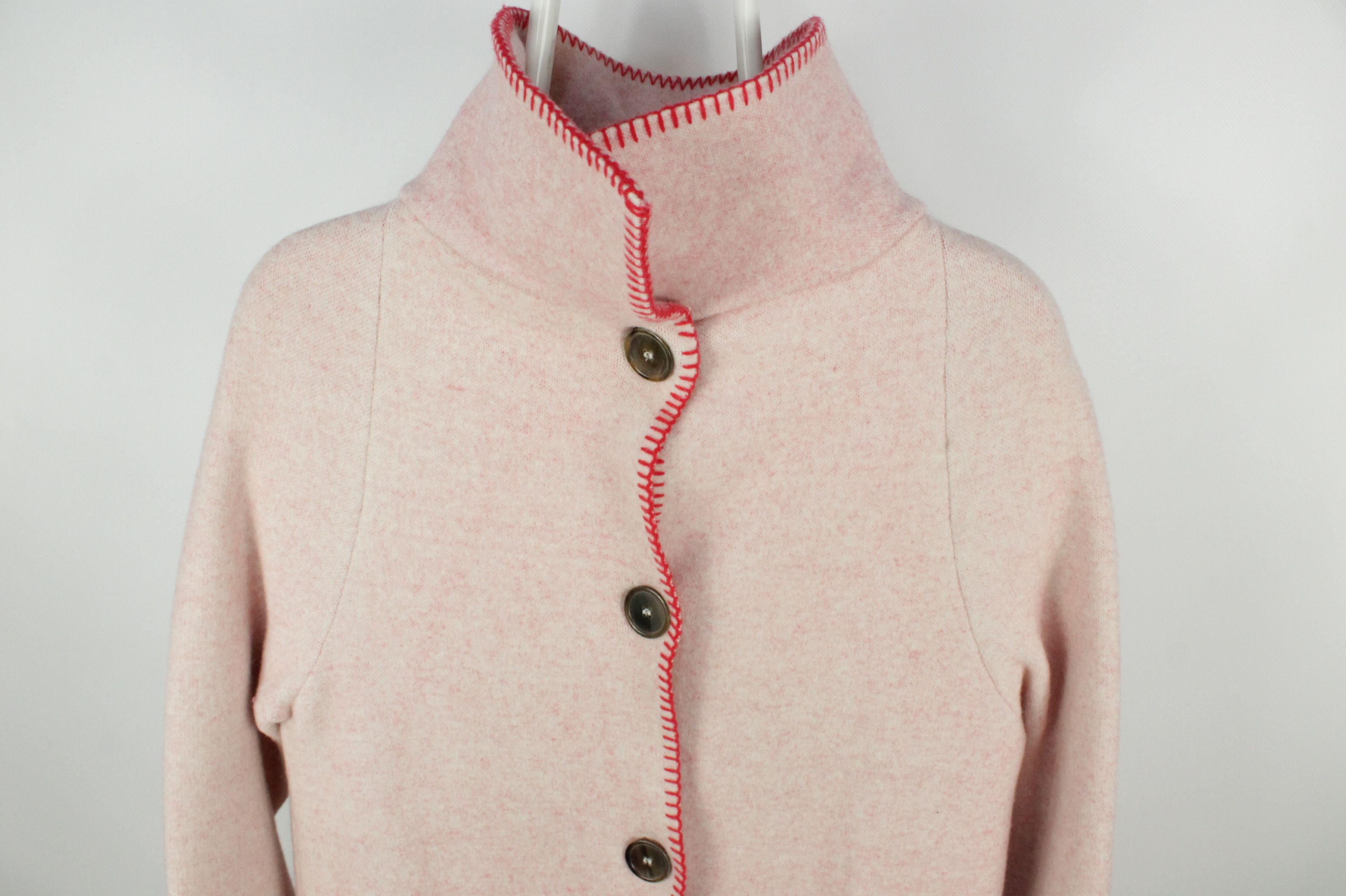 JET SET JET SET Pink / Red Knit Wool Angora Blend Casual Coat Size M / US 6-8 / IT 42-44 - 3 Thumbnail