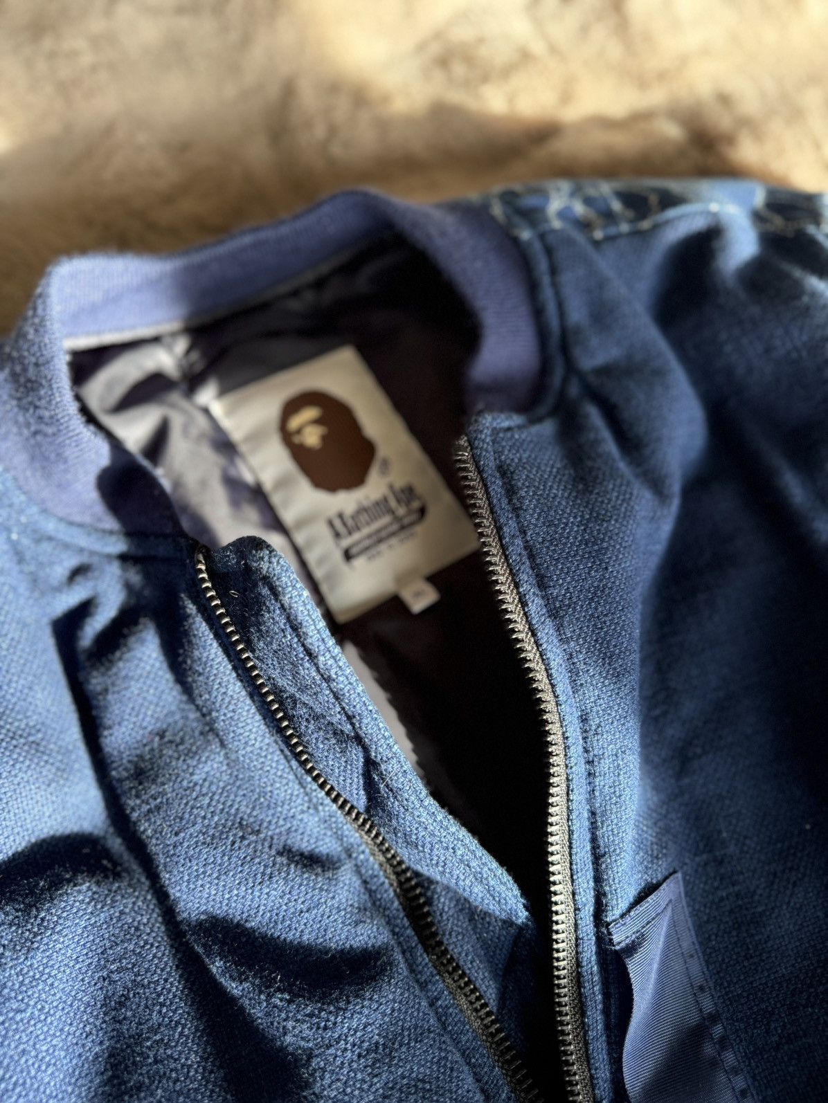 Bape Bape Indigo Shark Bomber Jacket Size US XL / EU 56 / 4 - 5 Thumbnail